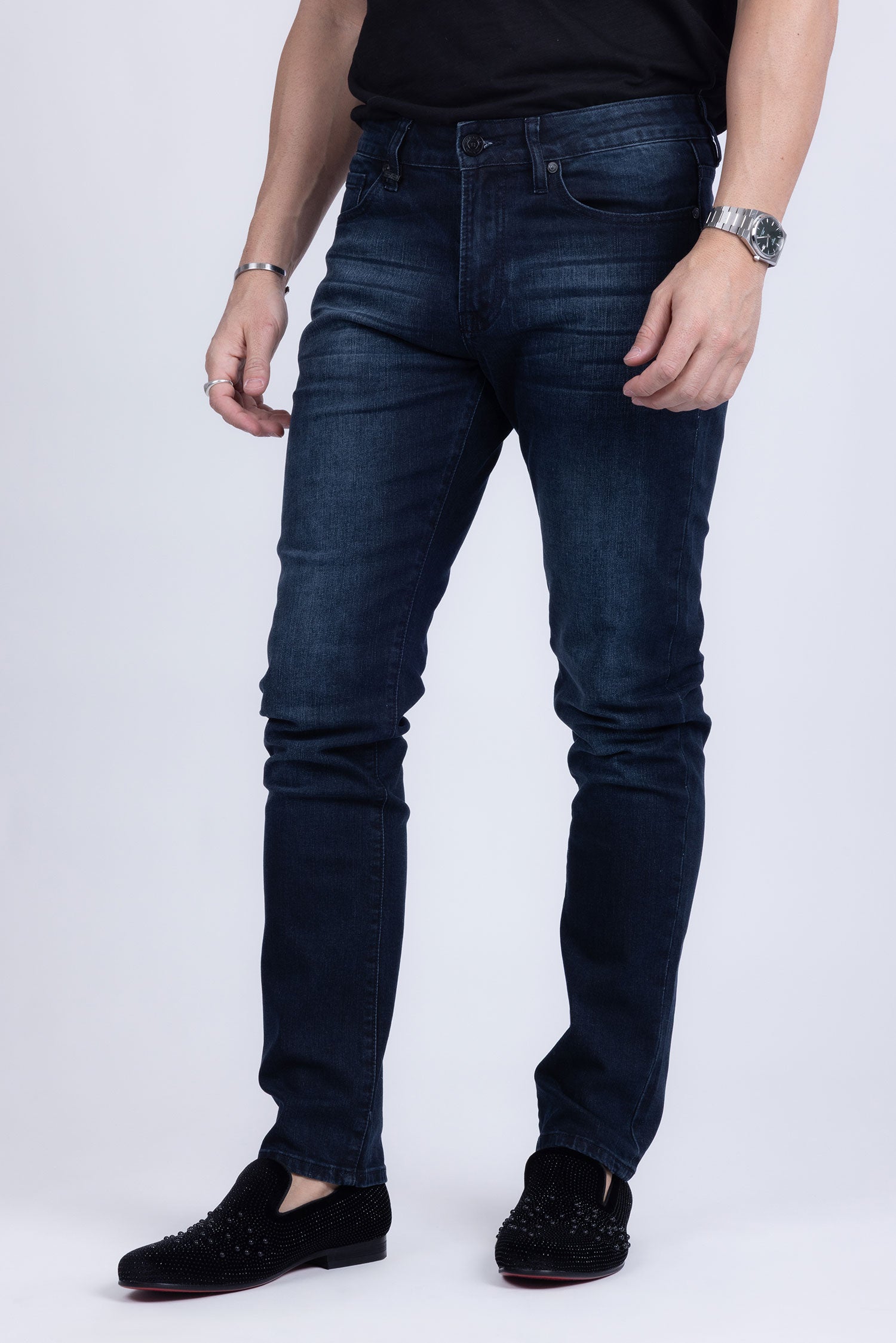Barabas Men's Premium Dark Wash Blue Denim Straight Jeans 2JE07ST Blue