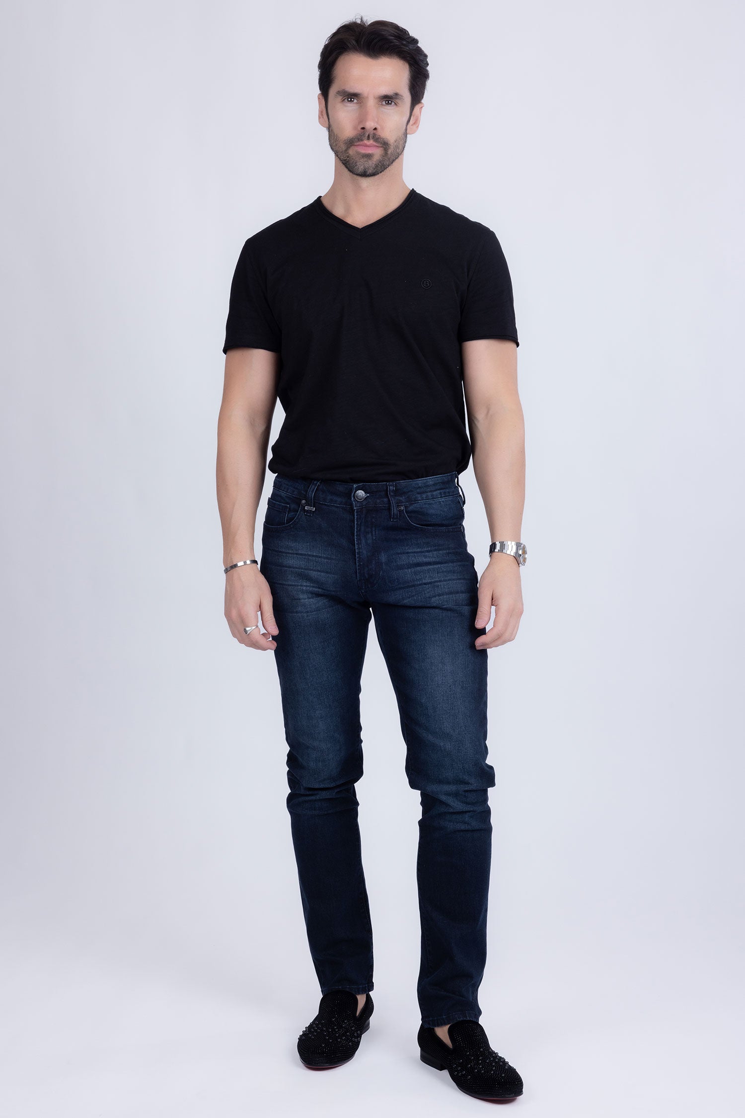 Barabas Men's Premium Dark Wash Blue Denim Straight Jeans 2JE07ST Blue