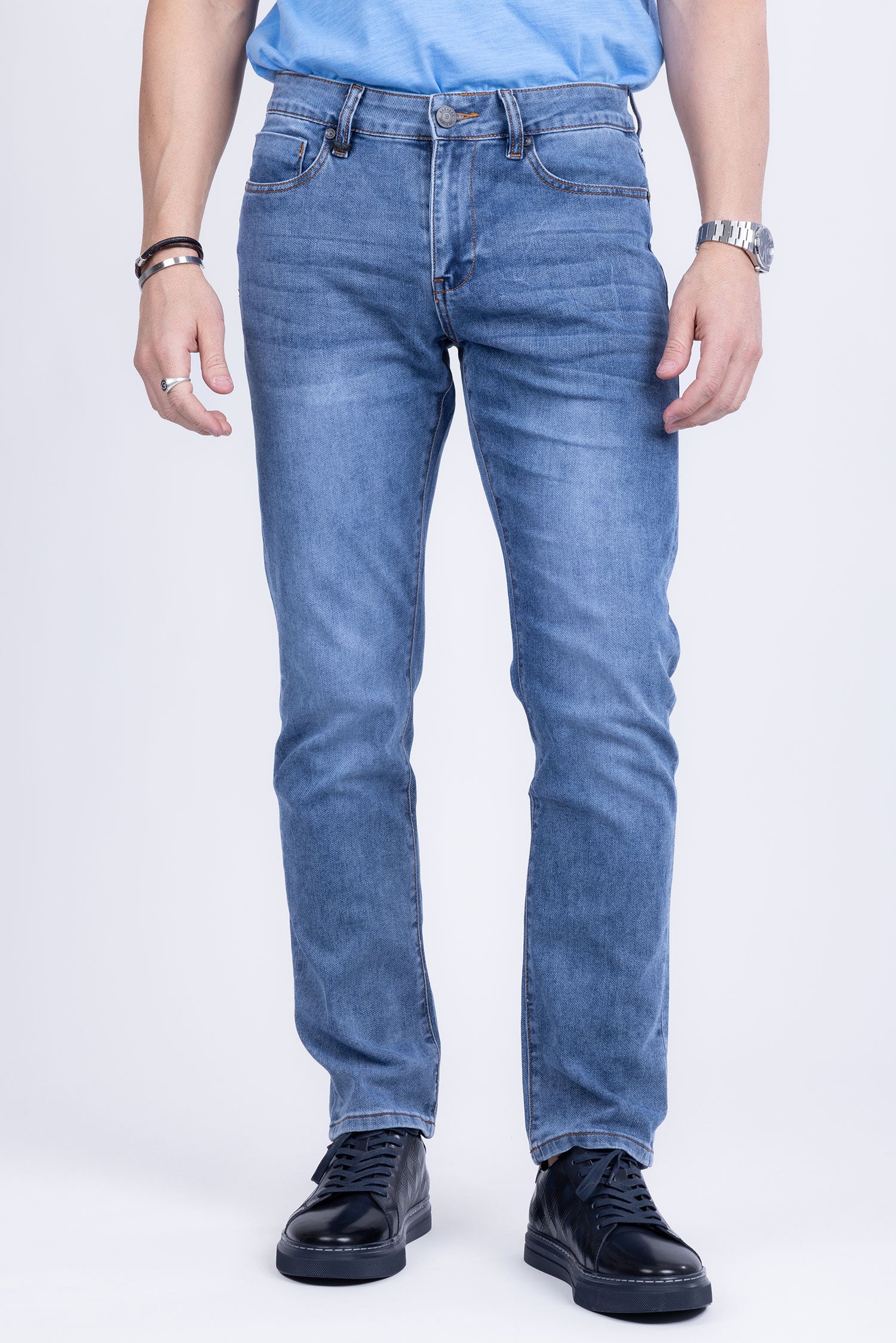 Barabas Men's Premium Light Wash Blue Denim Straight Jeans 2JE08ST