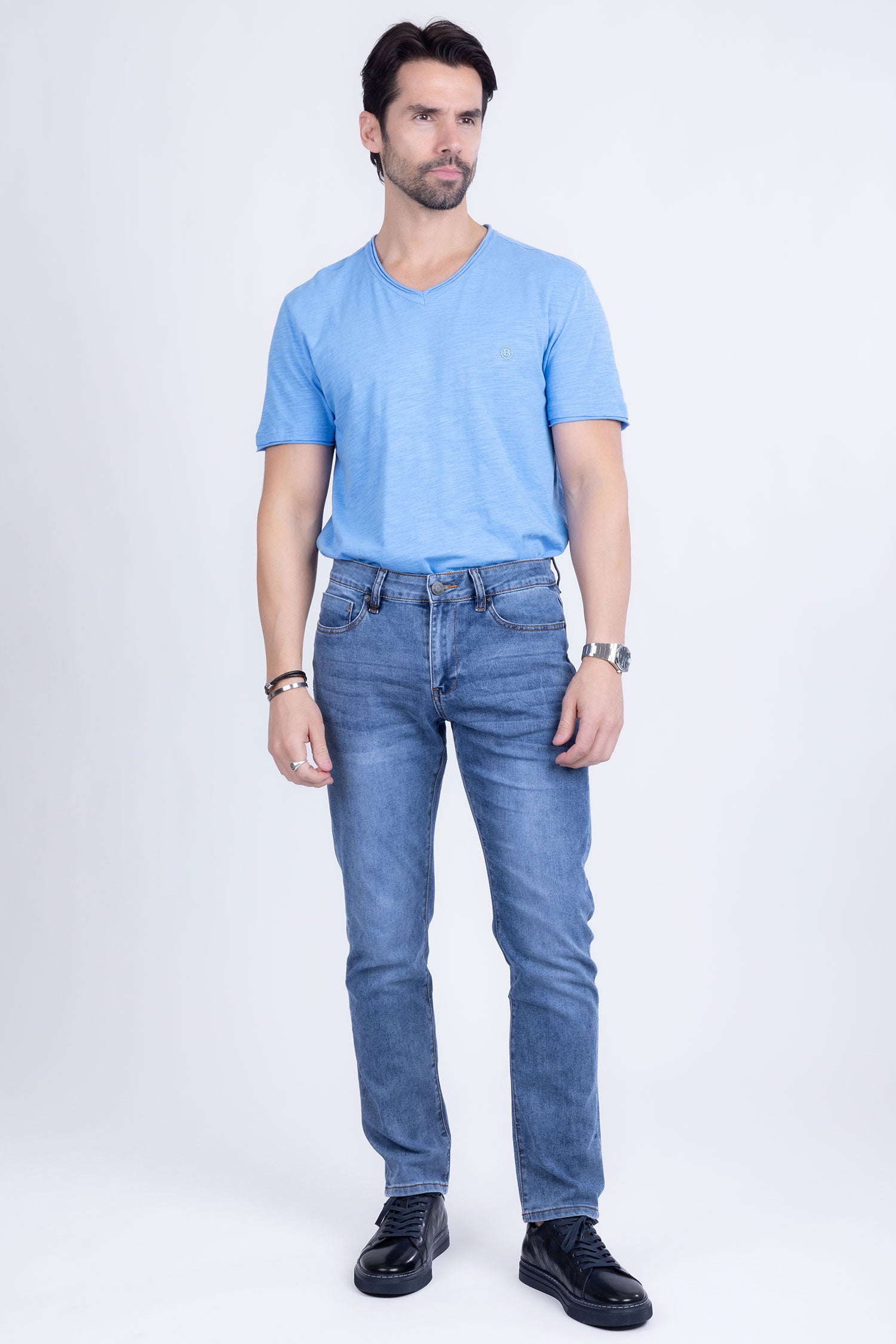 Barabas Men's Premium Light Wash Blue Denim Straight Jeans 2JE08ST