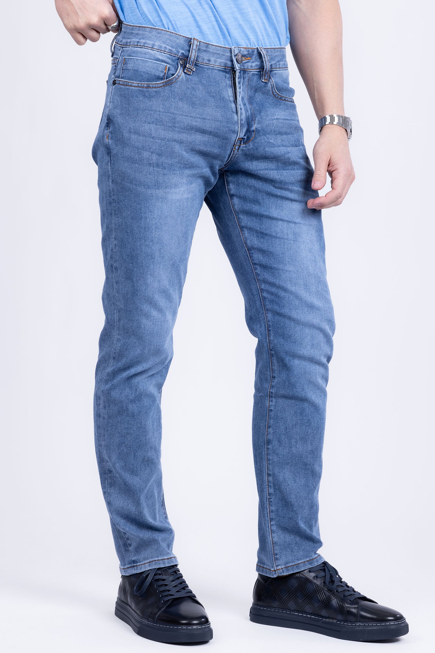 Barabas Men's Premium Light Wash Blue Denim Straight Jeans 2JE08ST