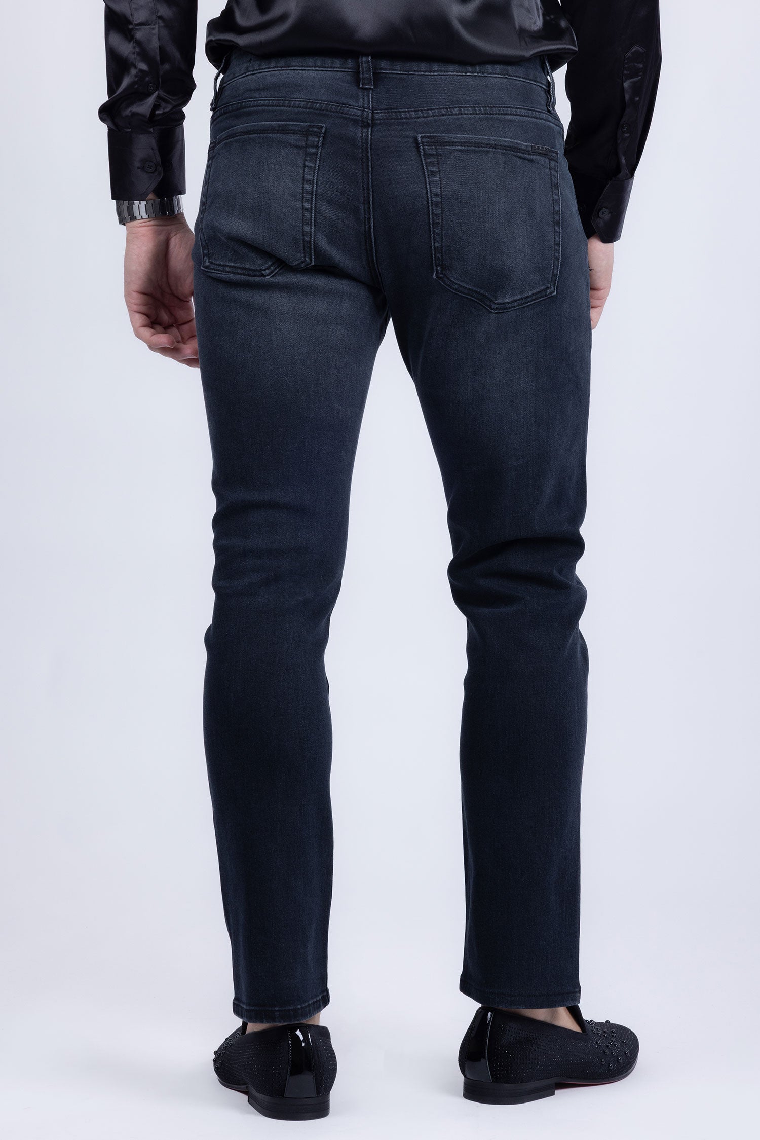 Barabas Men's Premium Dark Wash Blue Denim Straight Jeans 2JE09ST