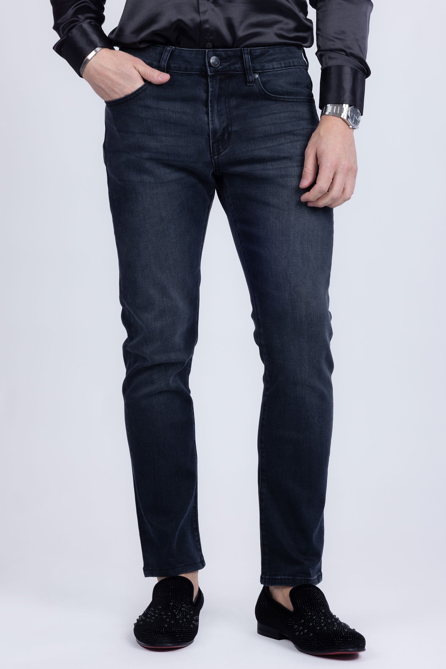 Barabas Men's Premium Dark Wash Blue Denim Straight Jeans 2JE09ST