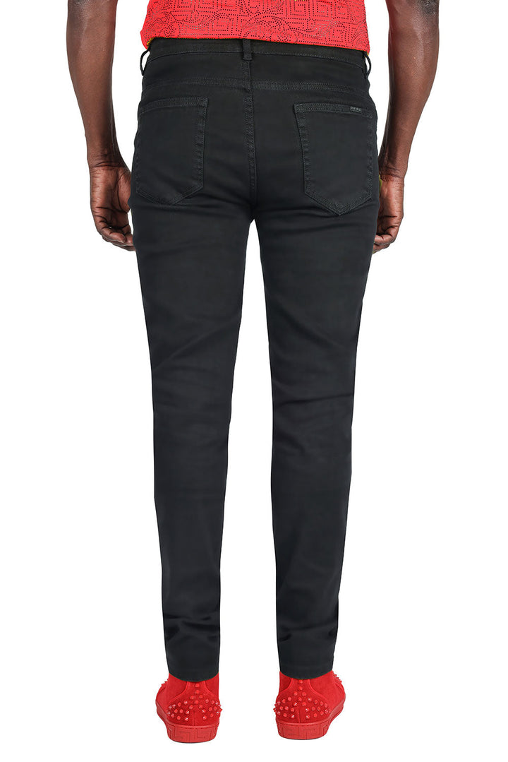 Barabas Men's Straight Fit Premium Solid White Denim Jeans 2JE10SL Jet Black