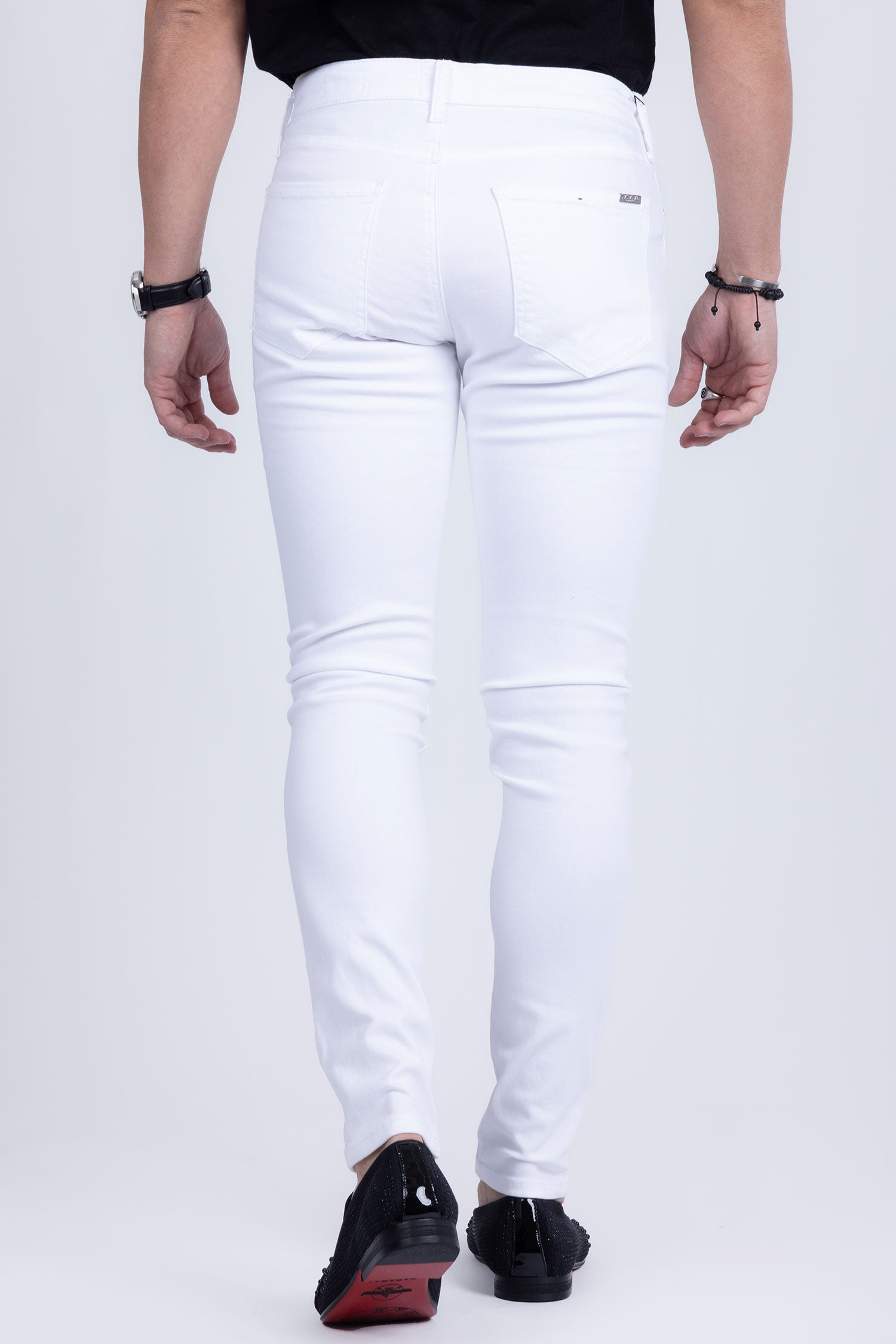 Barabas Men's Straight Fit Premium Solid White Denim Jeans 2JE10SL Jet White