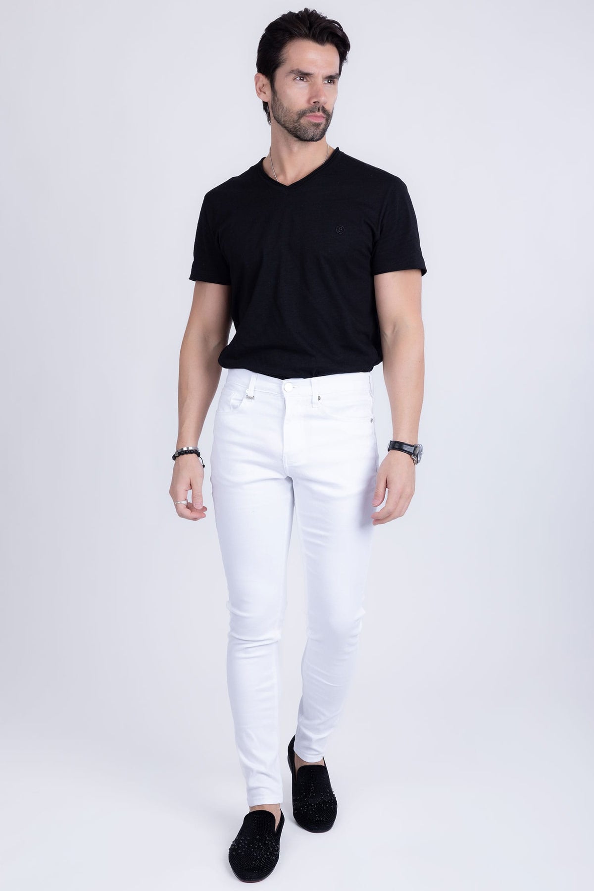 Barabas Men's Straight Fit Premium Solid White Denim Jeans 2JE10SL Jet White