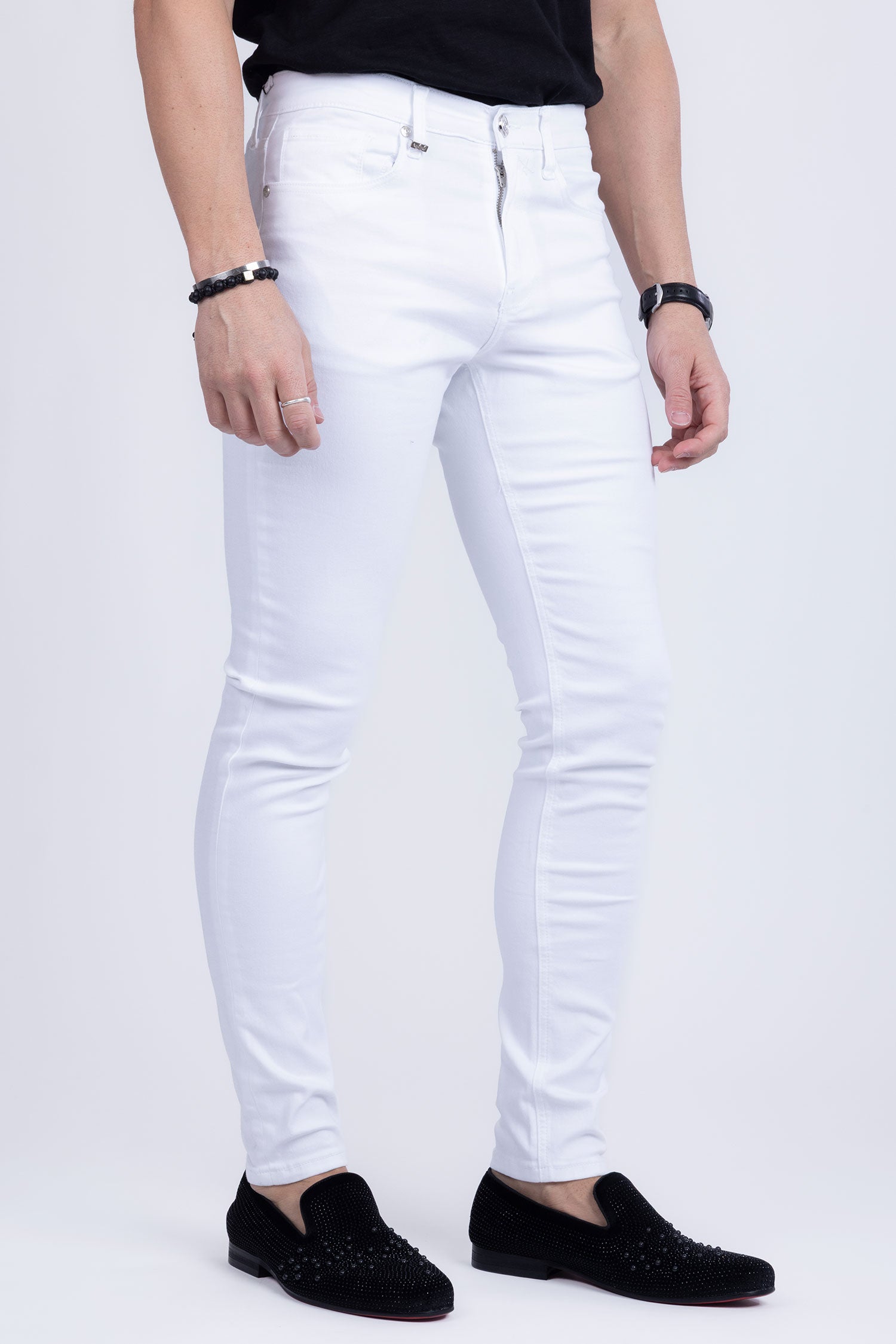 Barabas Men's Straight Fit Premium Solid White Denim Jeans 2JE10SL Jet White