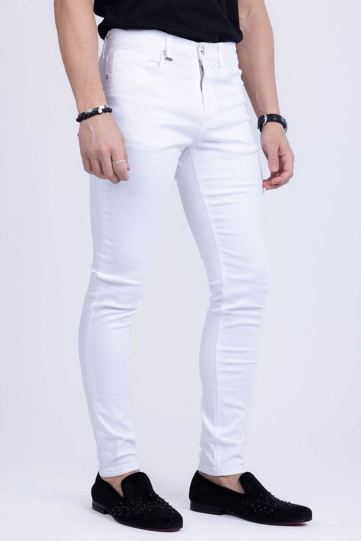 Barabas Men's Straight Fit Premium Solid White Denim Jeans 2JE10SL Jet White