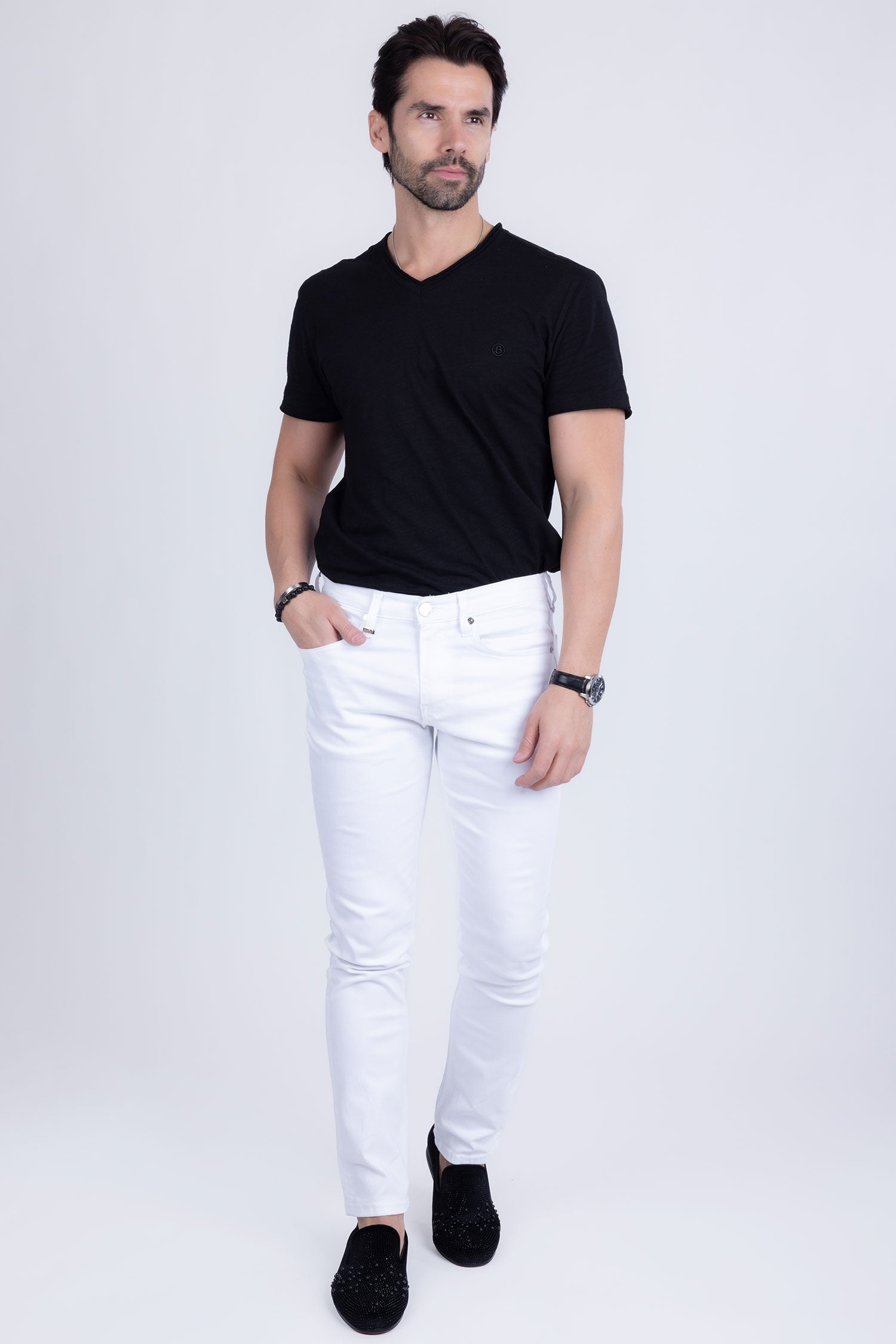 Barabas Men's Straight Fit Premium Solid White Denim Jeans 2JE10ST White