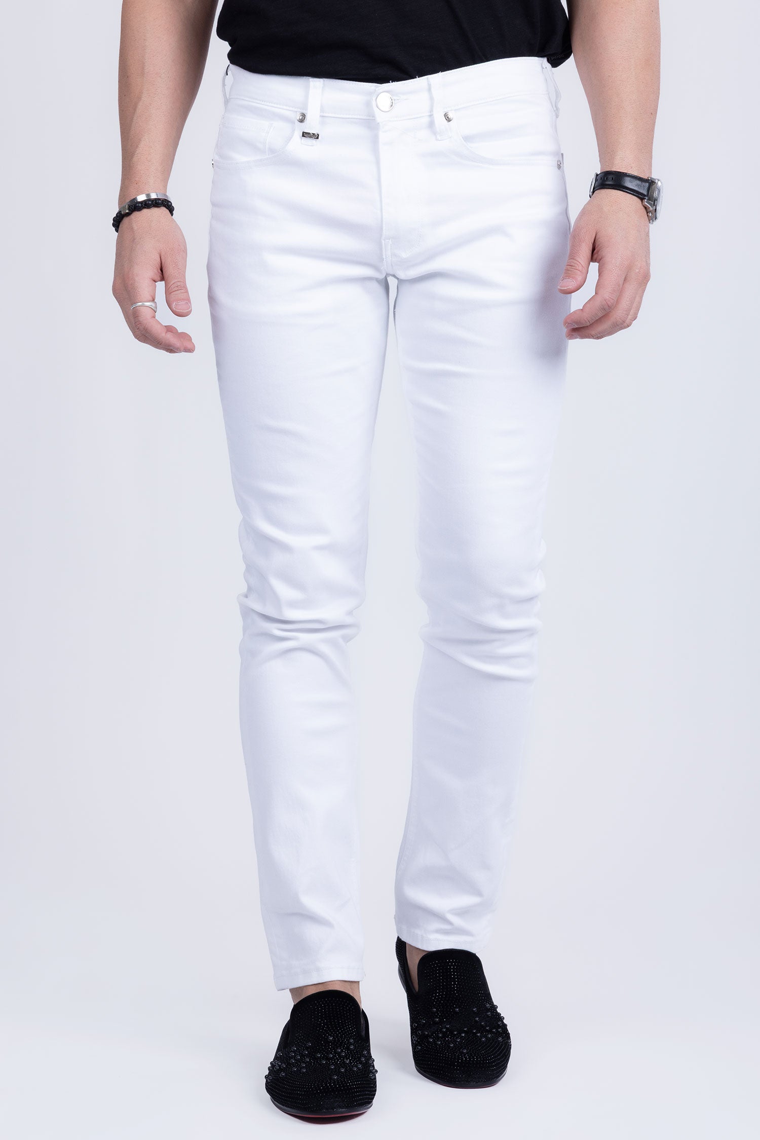 Barabas Men's Straight Fit Premium Solid White Denim Jeans 2JE10ST White