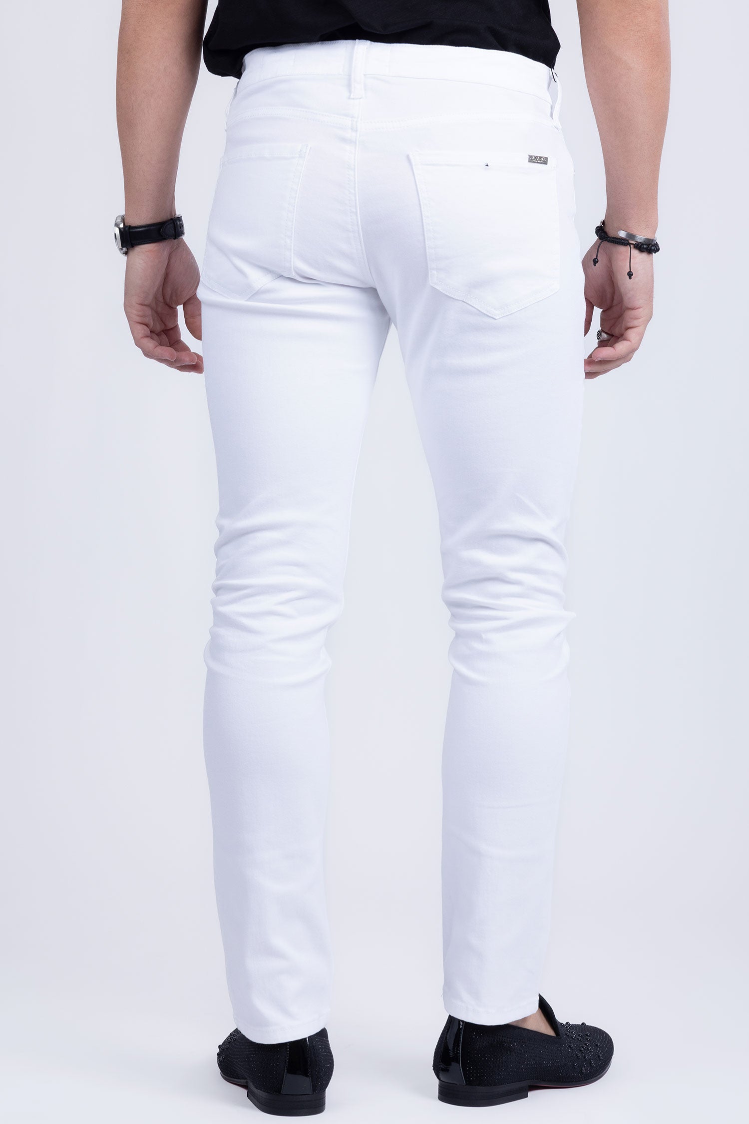 Barabas Men's Straight Fit Premium Solid White Denim Jeans 2JE10ST White