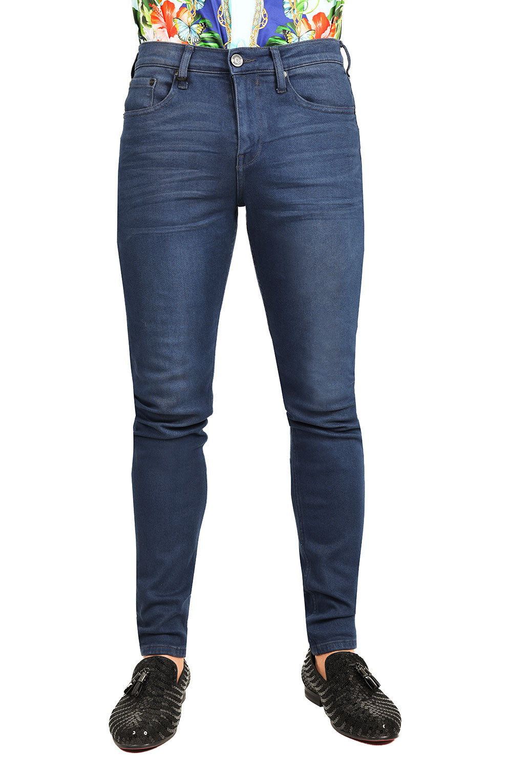 Barabas Men's Solid Color Classic Workforce Denim Jeans 2JE11SL Medium Blue