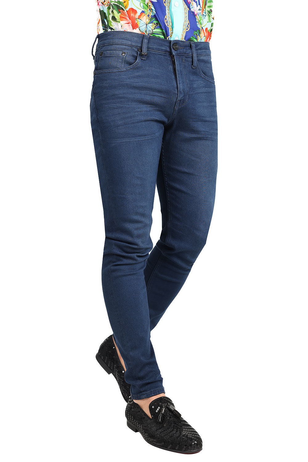 Barabas Men's Solid Color Classic Workforce Denim Jeans 2JE11SL Medium Blue
