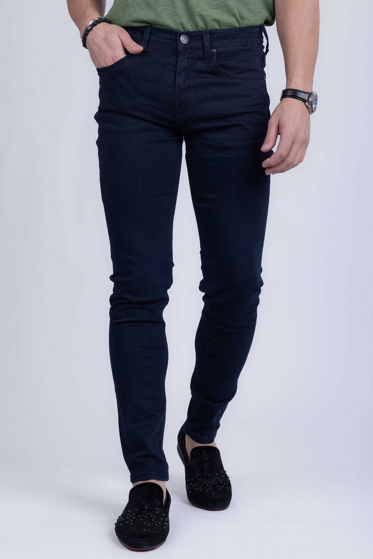 Barabas Men's Slim Fit Premium Dark Blue Denim Jeans 2JE12SL