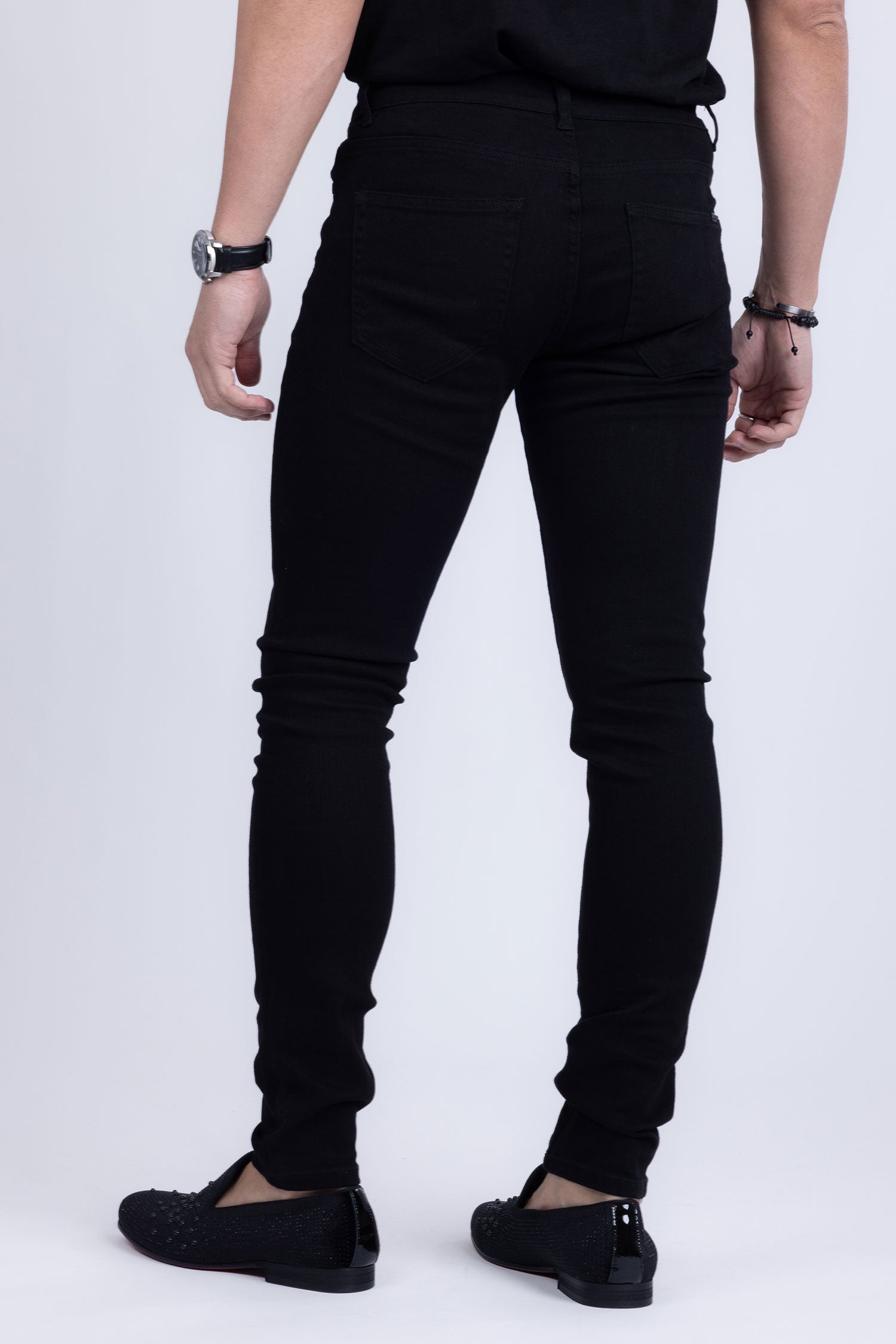 Barabas Men's Solid Color Slim Fit Contemporary Denim Jeans 2JE40 Black
