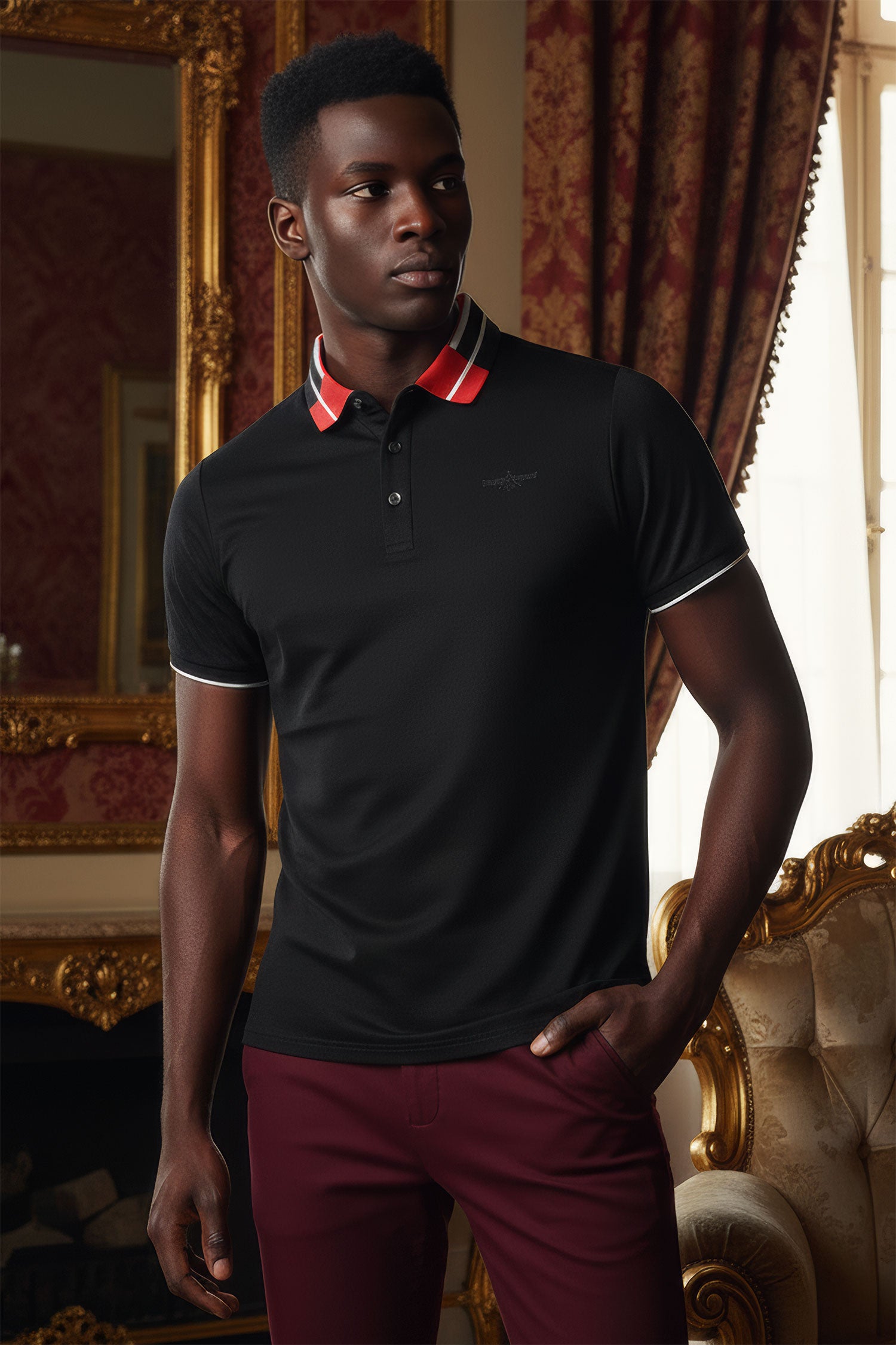 Barabas Men's Solid Color Luxury Short Sleeves Polo Shirts 2PP826 Black