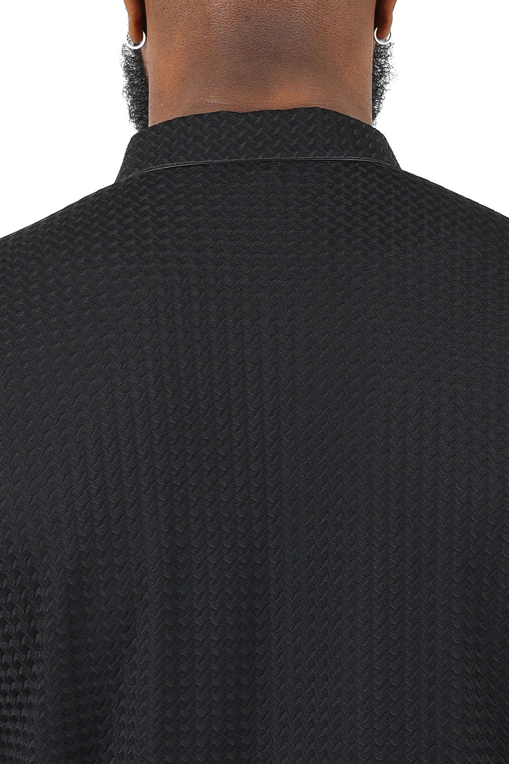 Barabas Men's Geometric Silky Stretch Short Sleeve Polo Shirts 2PP830 Black