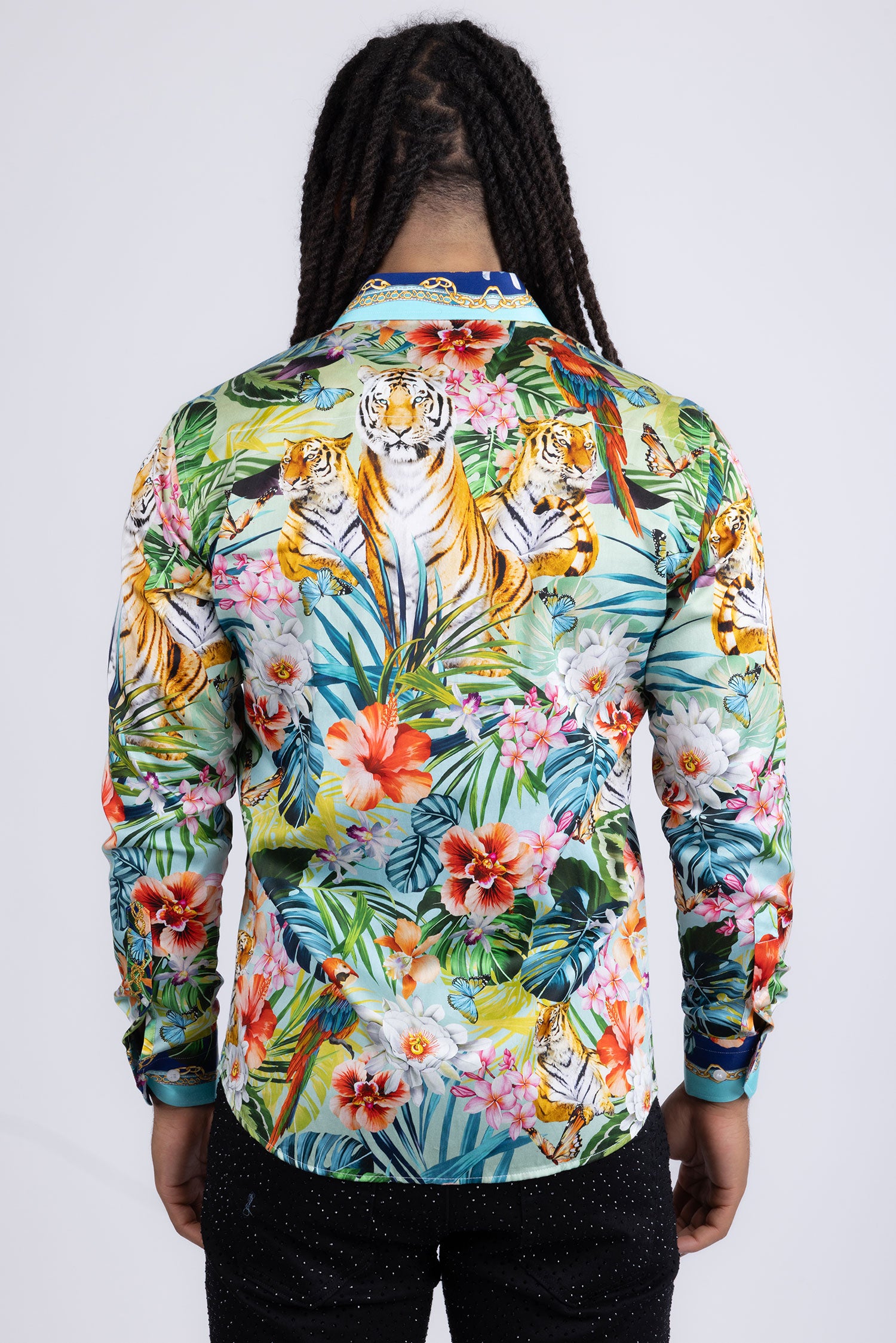 Barabas Men's Tiger Parrot Floral Button Down Dress Shirts 2SP37