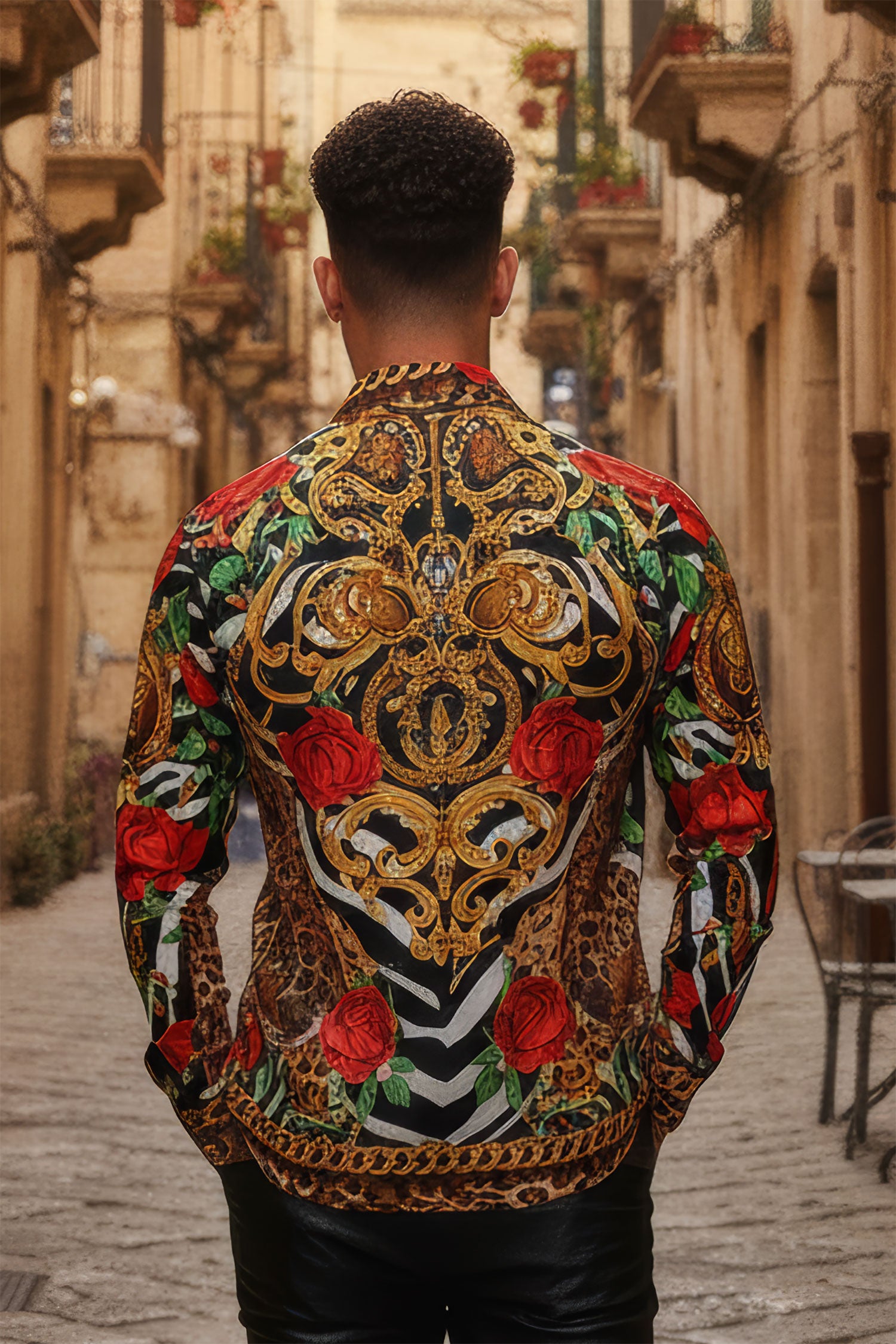 BARABAS Men's Rhinestone Leopard Floral Long Sleeves Shirt 2SPR227 Multi