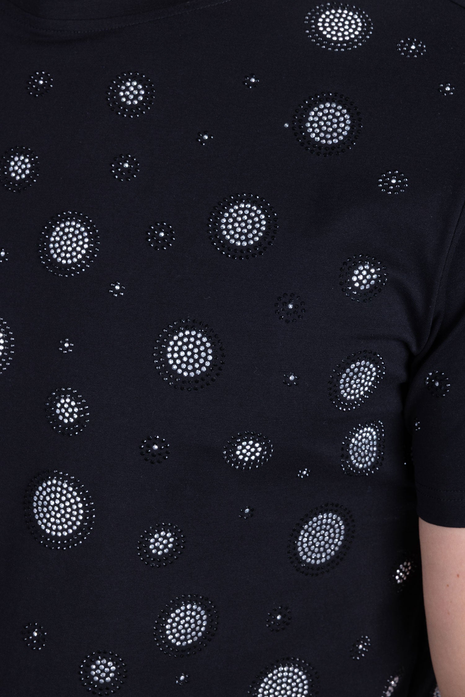 Barabas Men's Diamond Round Shape Stones Prints Graphic Shirts 2STR4 Black Silver