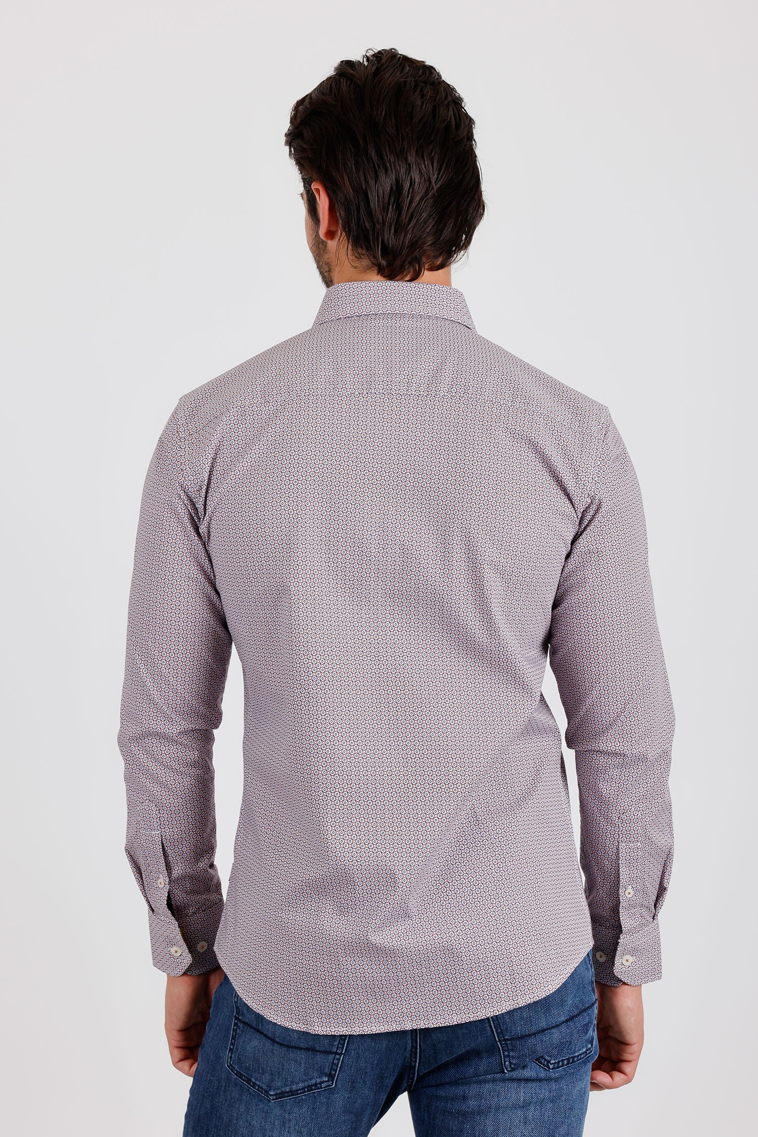BARABAS Men's Printed Geometric Cotton Long Sleeve Shirts 3B363