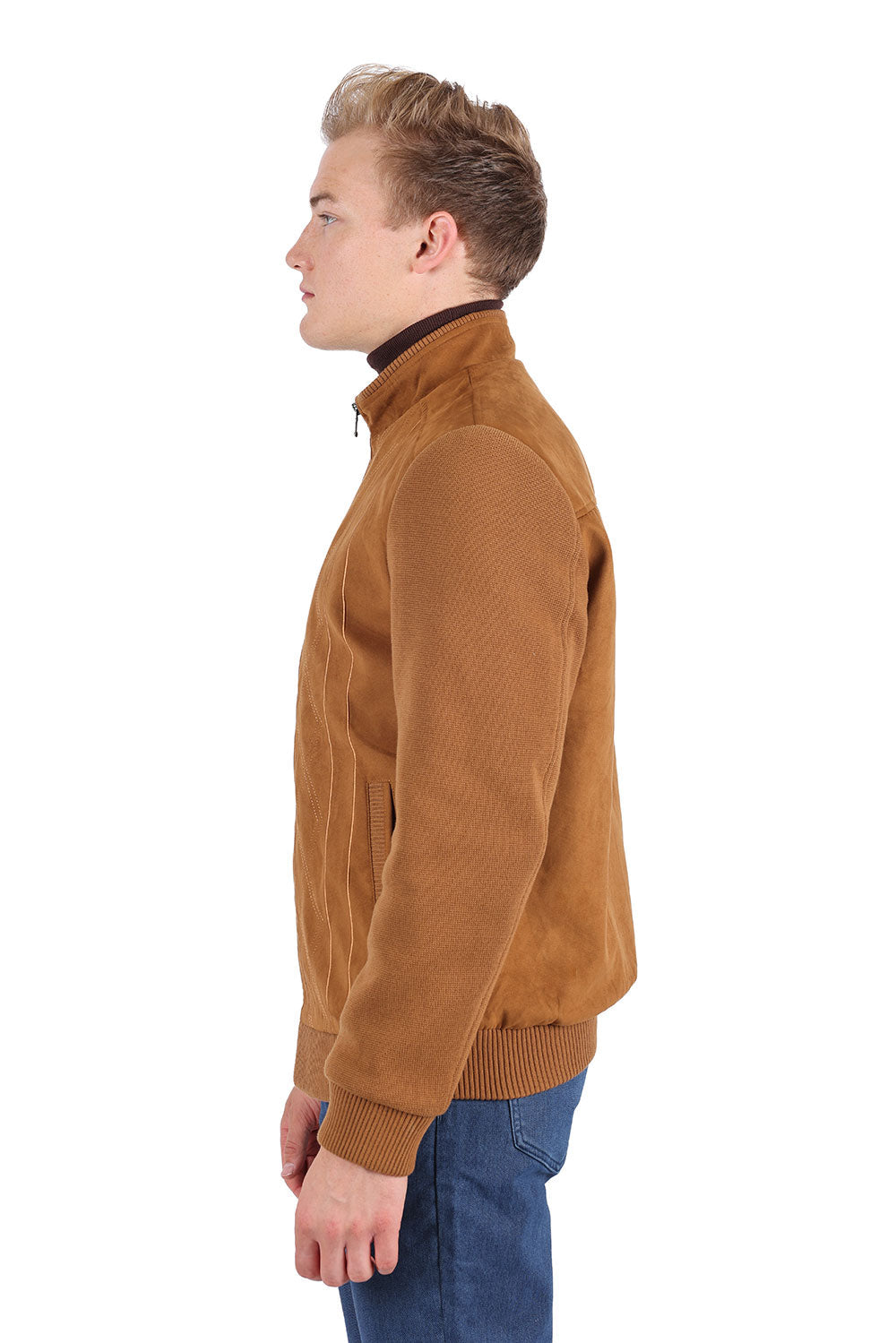 Barabas Men's Velvet Warm Bomber Varsity Jacket 3BH83 Camel