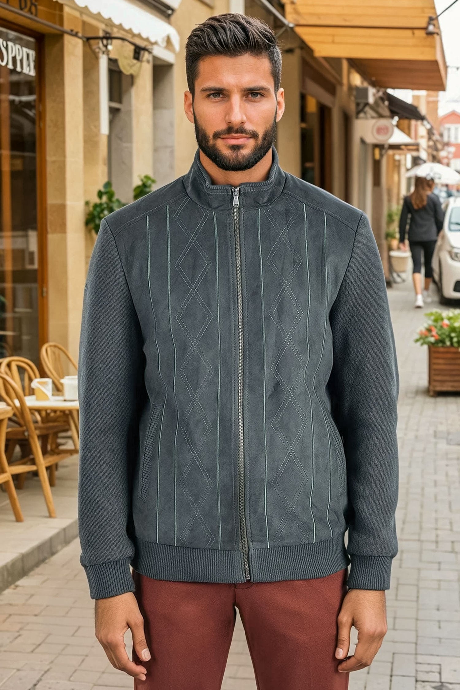 Barabas Men's Velvet Warm Bomber Varsity Jacket 3BH83