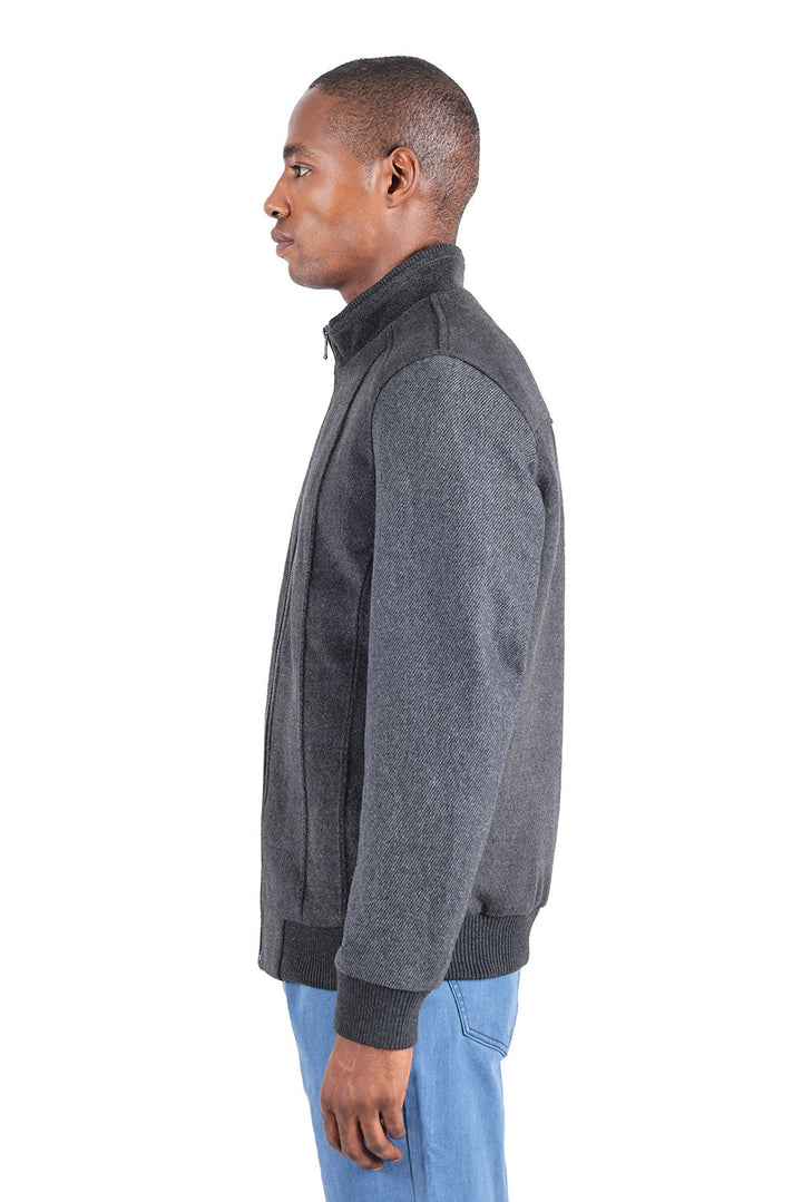 Barabas Men's Suede Warm Comfortable Varsity Jacket 3BH84 Charcoal