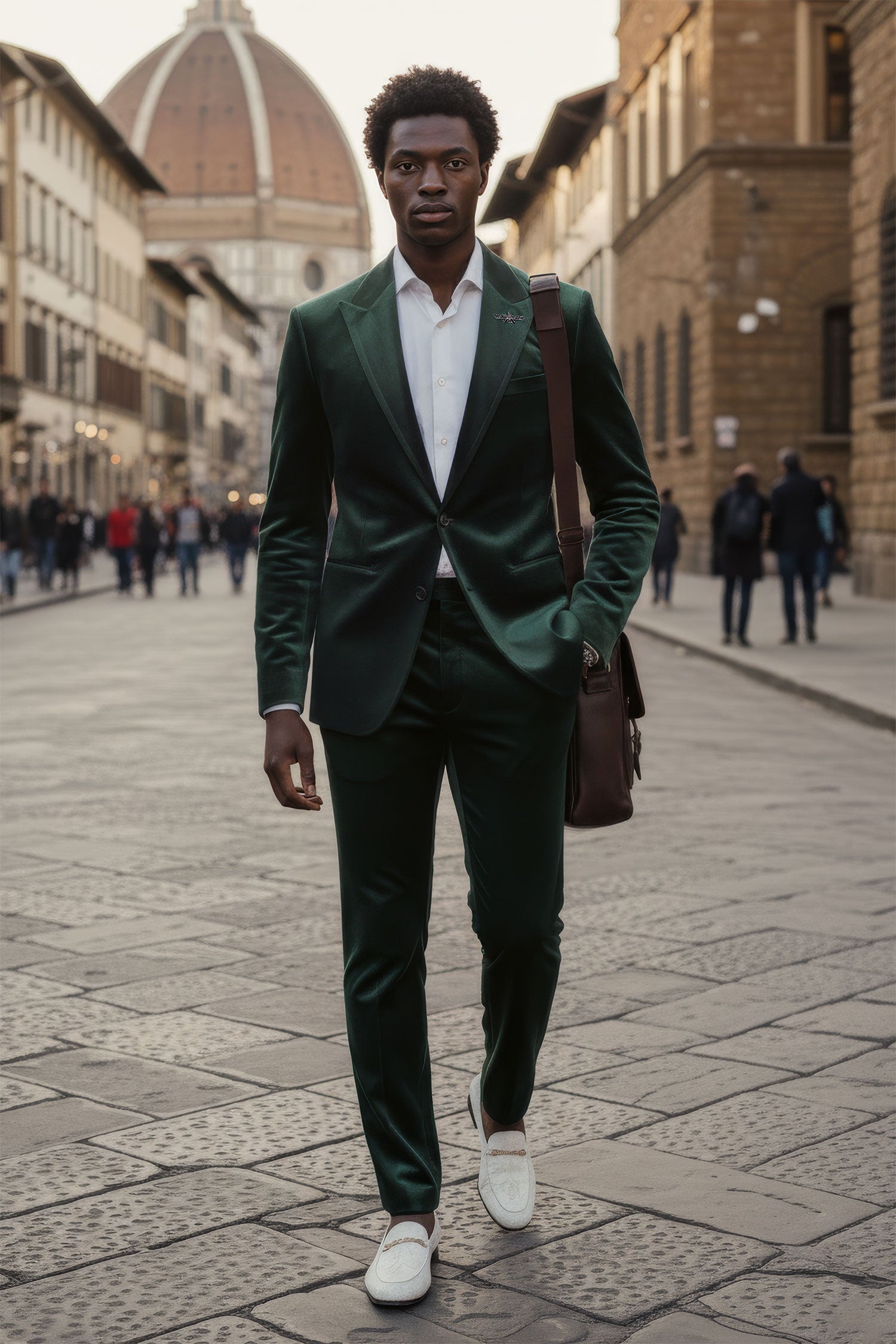 BARABAS Men's Velvet Shiny Finish Peak Lapel Blazer 3BL04 Green