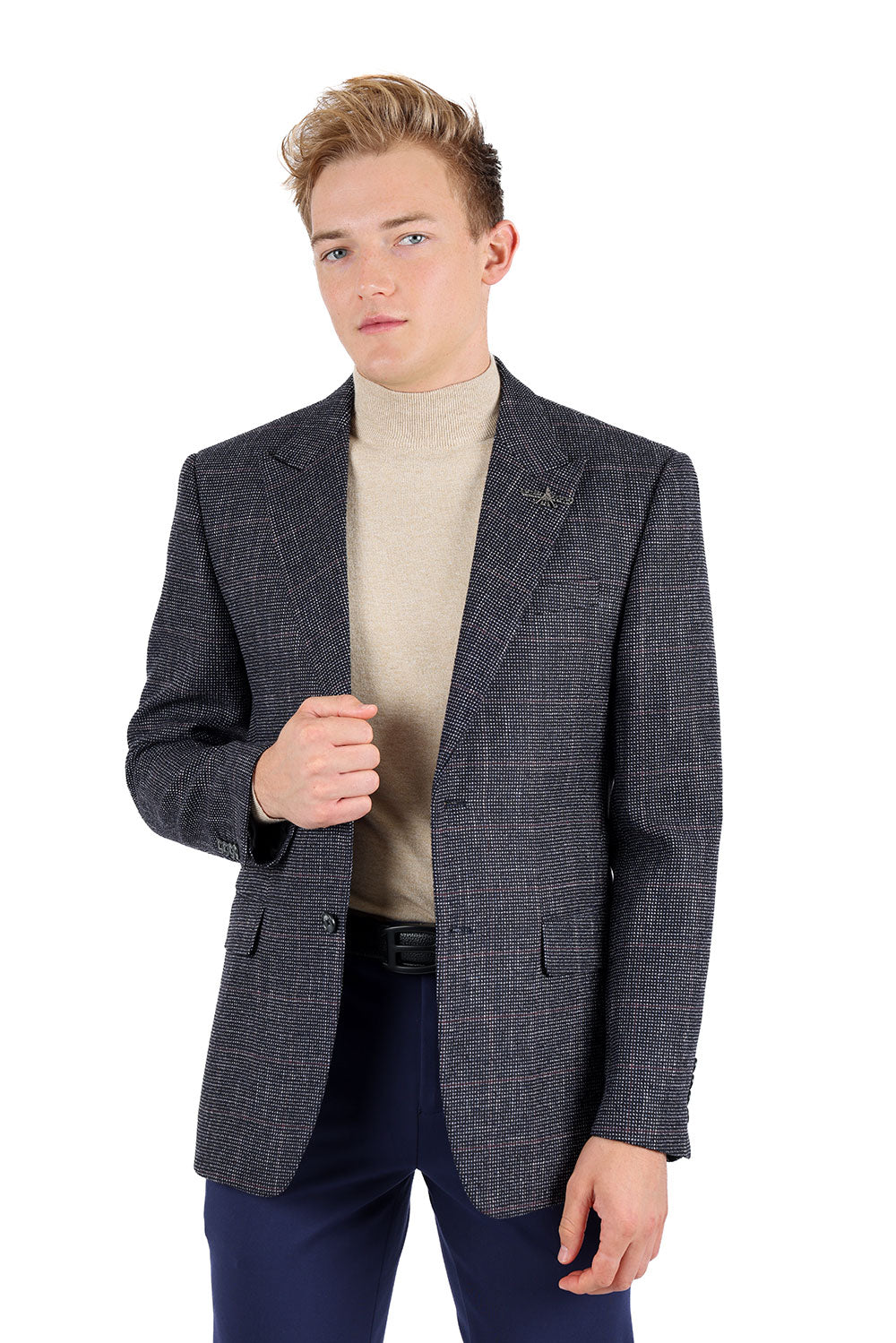 BARABAS Men's Tweed Checkered Plaid Sport Coat Blazer 3BL09 Black