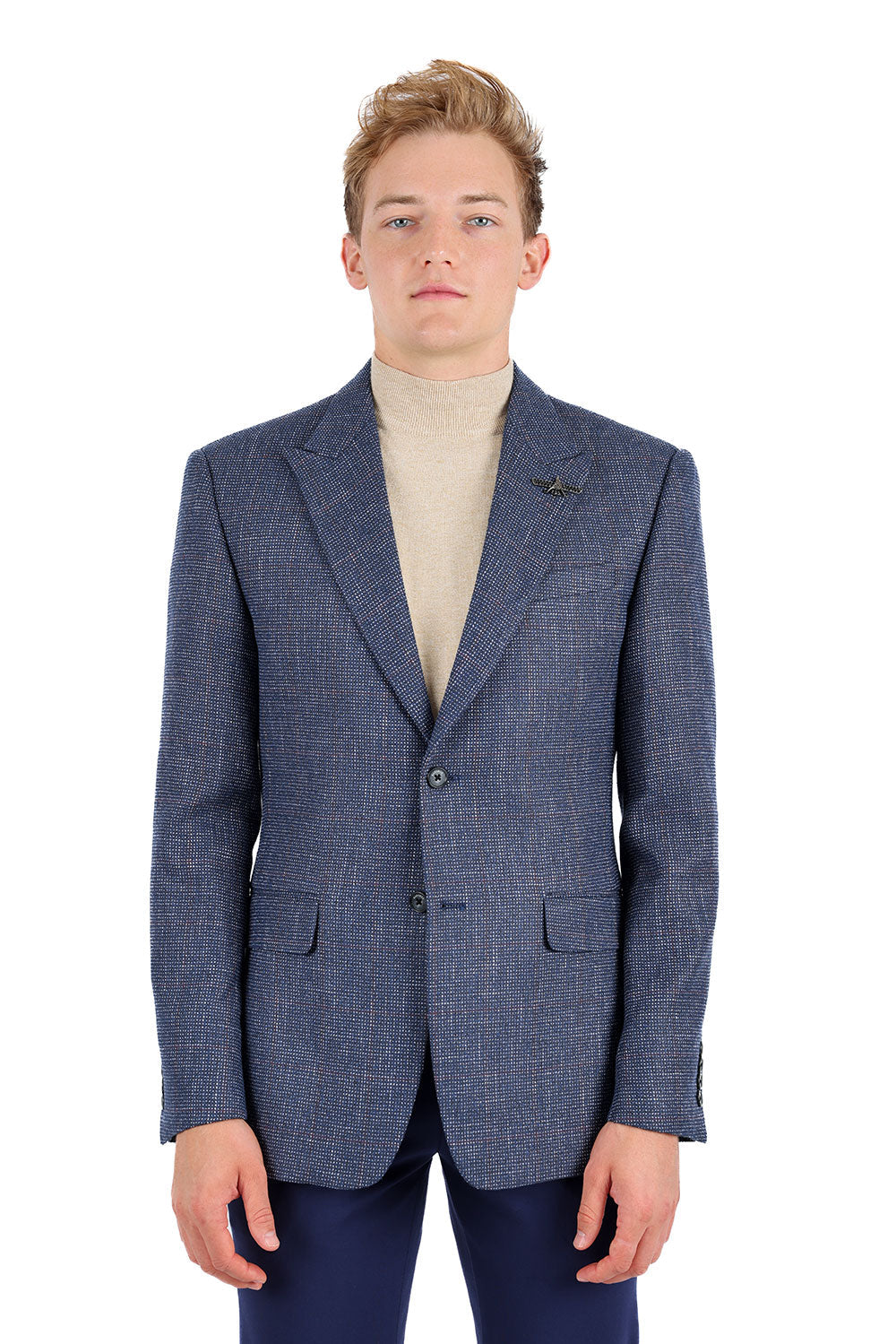 BARABAS Men's Wool Blend Tweed Design Sport Coat Blazer 3BL09 Blue