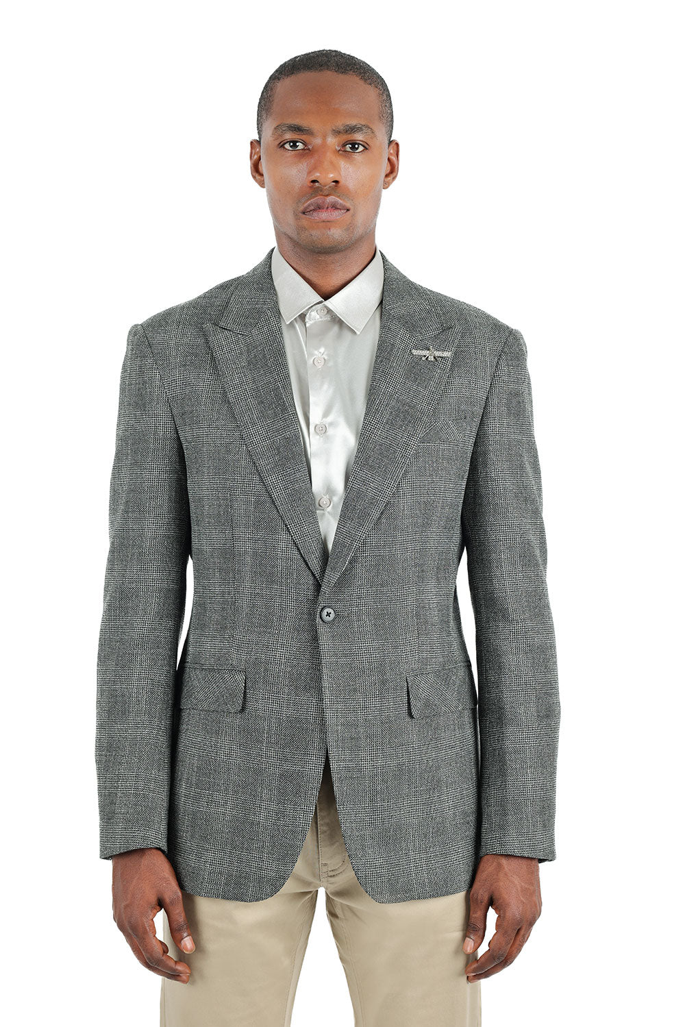 BARABAS Blazer Peak Lapel Wool Blazer Sport Coat 3BL10 Silver