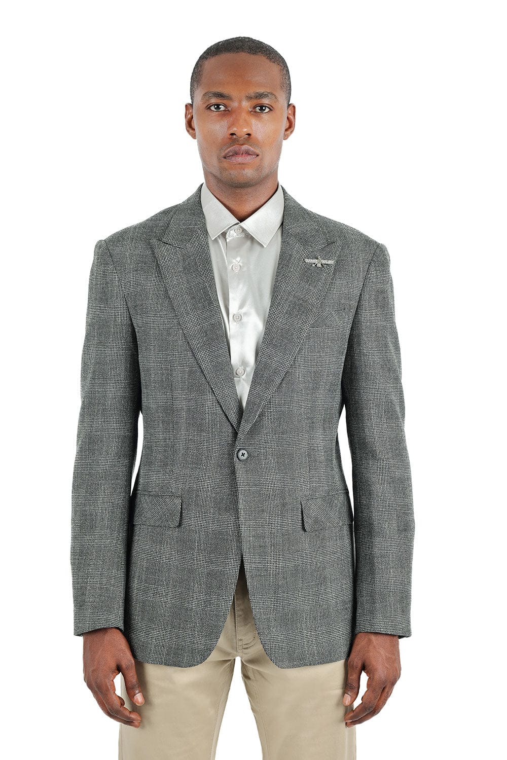 BARABAS Blazer Peak Lapel Wool Blazer Sport Coat 3BL10 Silver