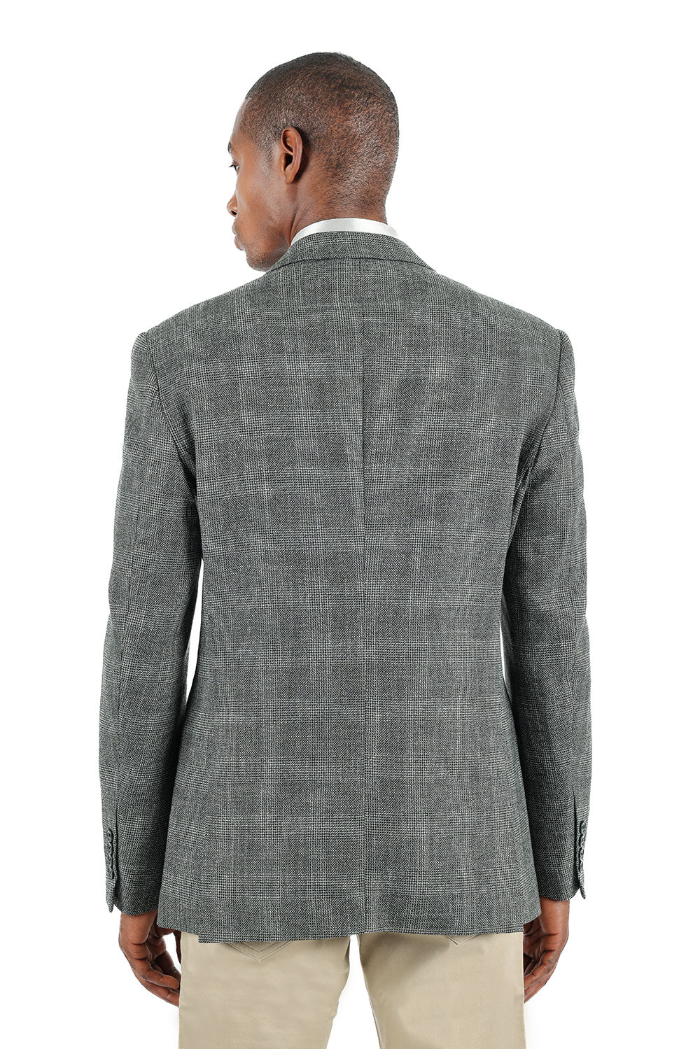 BARABAS Men's Peak Lapel Checkered Plaid Blazer Sport Coat 3BL10 Silver