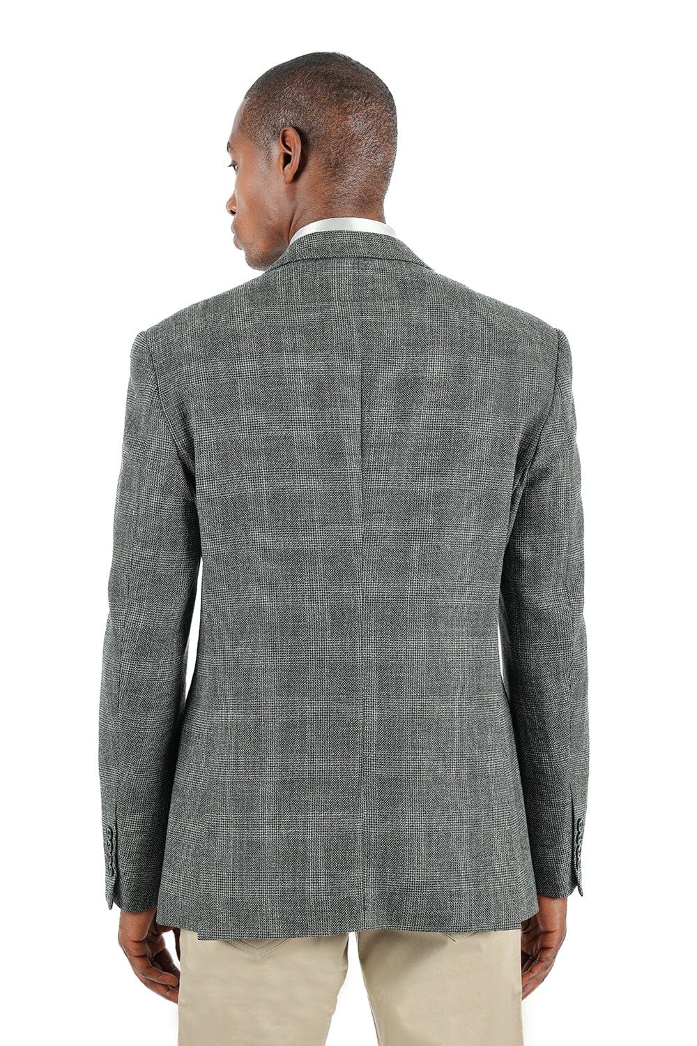 BARABAS Men's Peak Lapel Checkered Plaid Blazer Sport Coat 3BL10 Silver