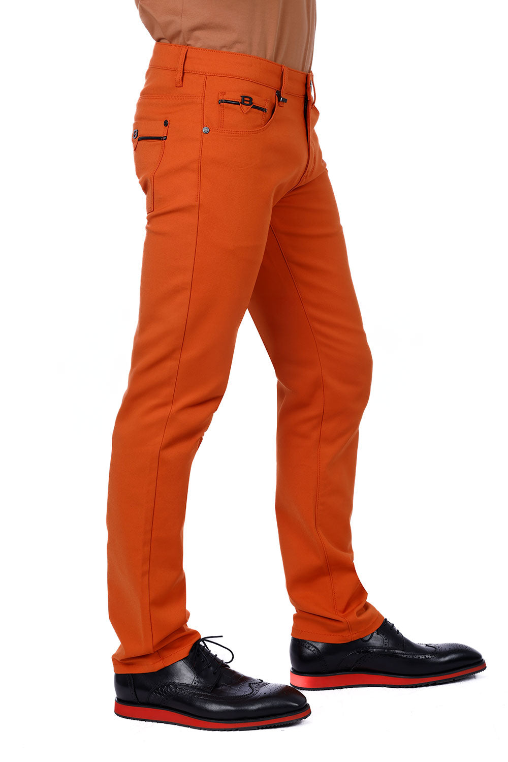 Barabas Men's Slim Fit Solid Color Plain Premium Jeans 3CPW32 Orange