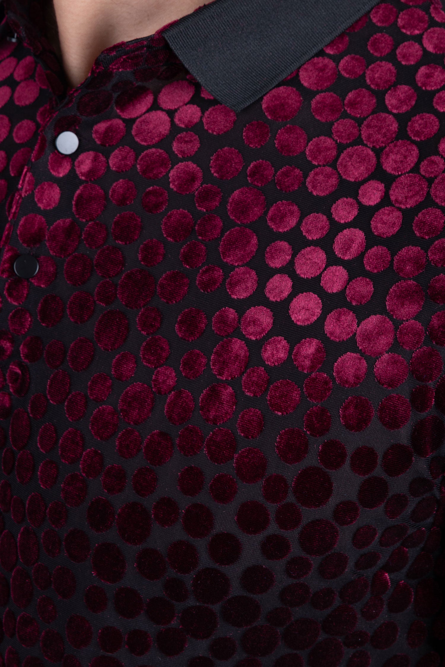 BARABAS Men's Polka Dotted See Through Short Sleeve Polo Shirts 3PP835 Wine