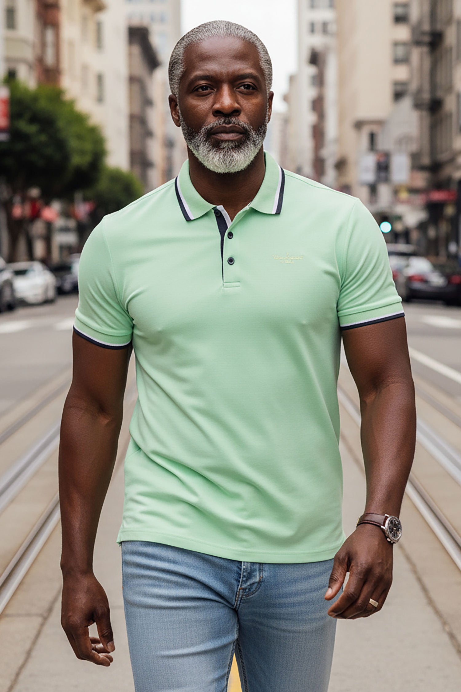 Barabas Men's Solid Color Cotton Short Sleeve Polo Shirts 3PS125 Mint