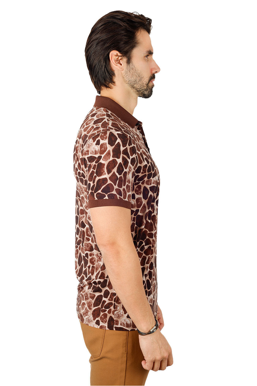 Barabas Men's Rocks Geometric Short Sleeve Polo Shirts 3PS130 Coffee