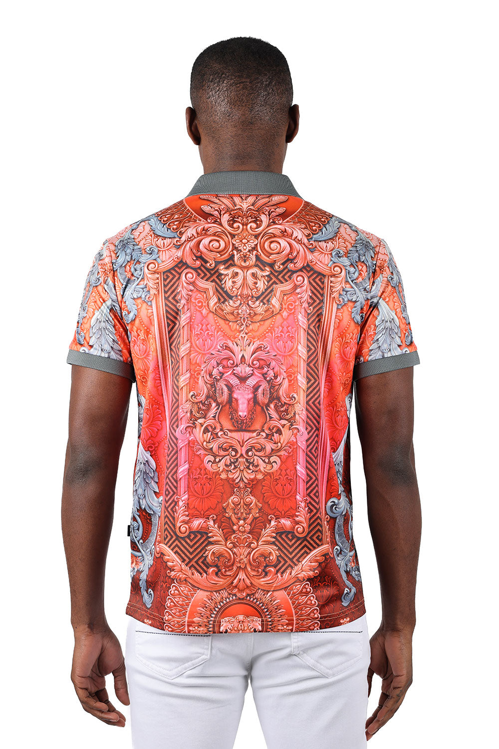 Barabas Men's Ram Greek Pillars Prints Graphic Polo Shirts 3PSP02