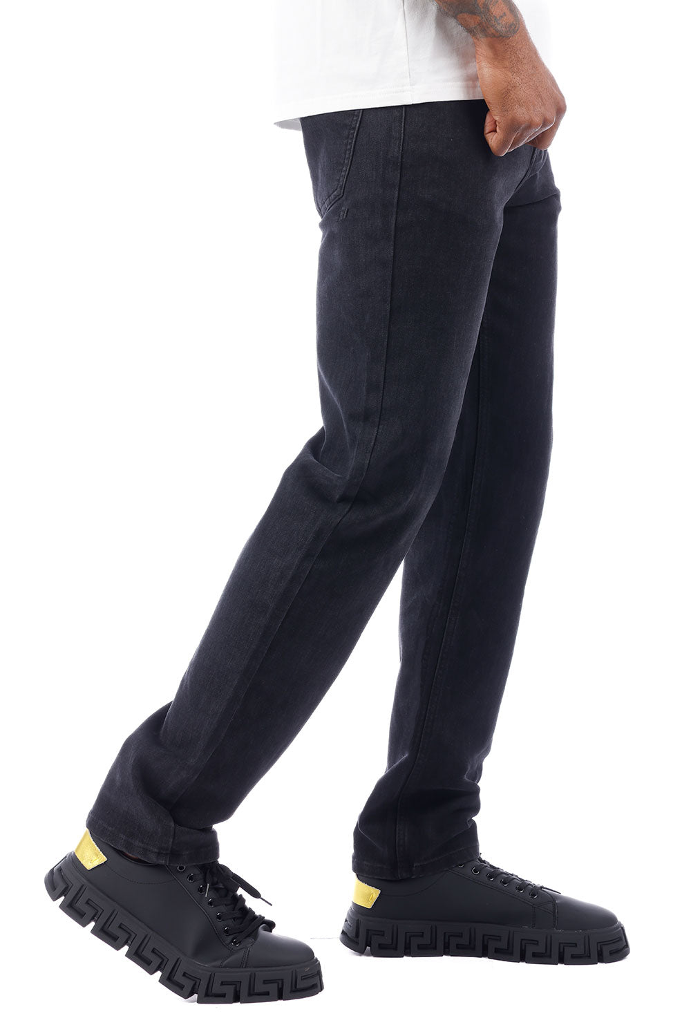 Barabas Men's Solid Color Premium Stretch Denim Jeans 3SN100 Black