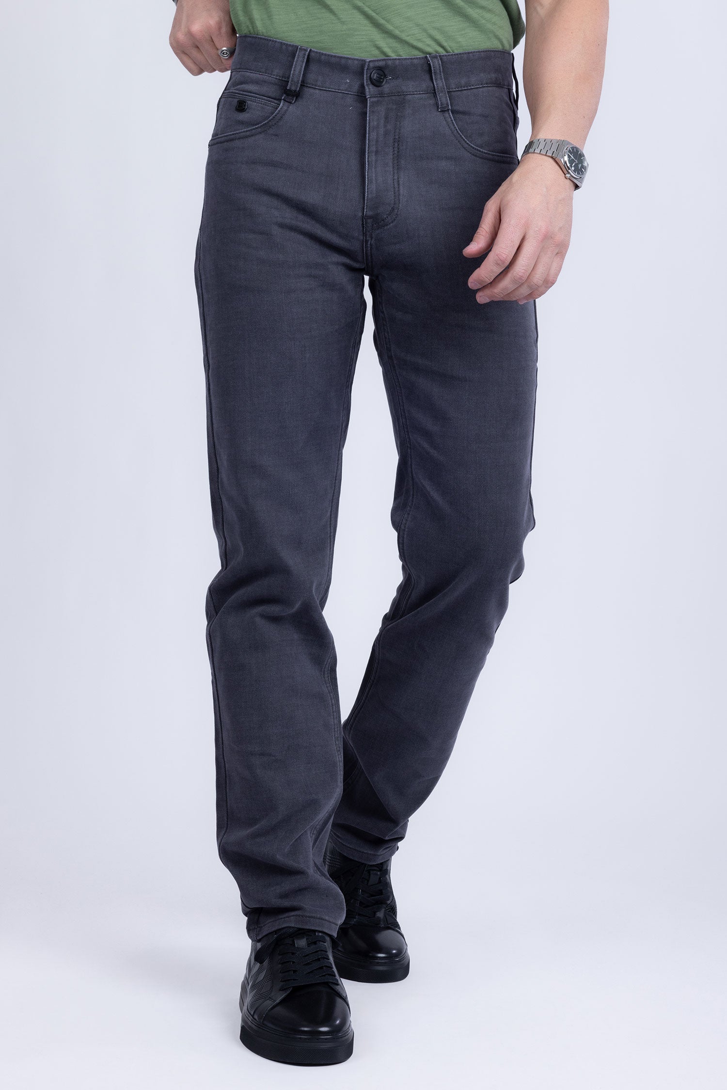 Barabas Men's Solid Color Premium Stretch Denim Jeans 3SN100 Charcoal