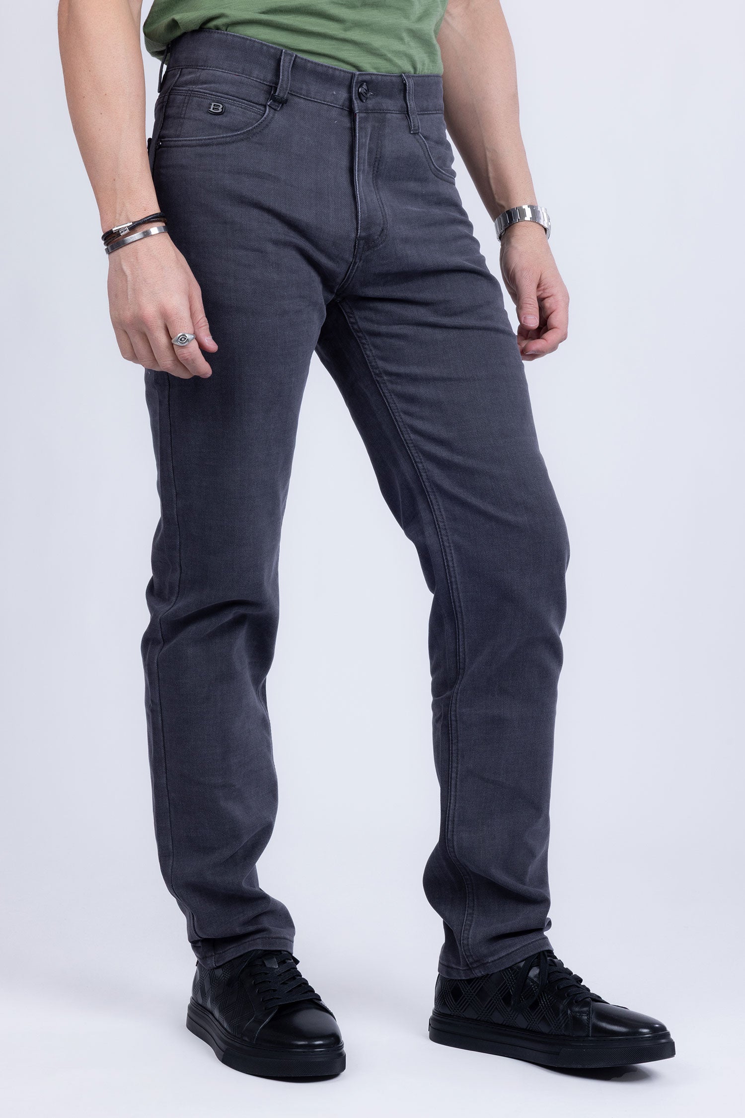Barabas Men's Solid Color Premium Stretch Denim Jeans 3SN100 Charcoal