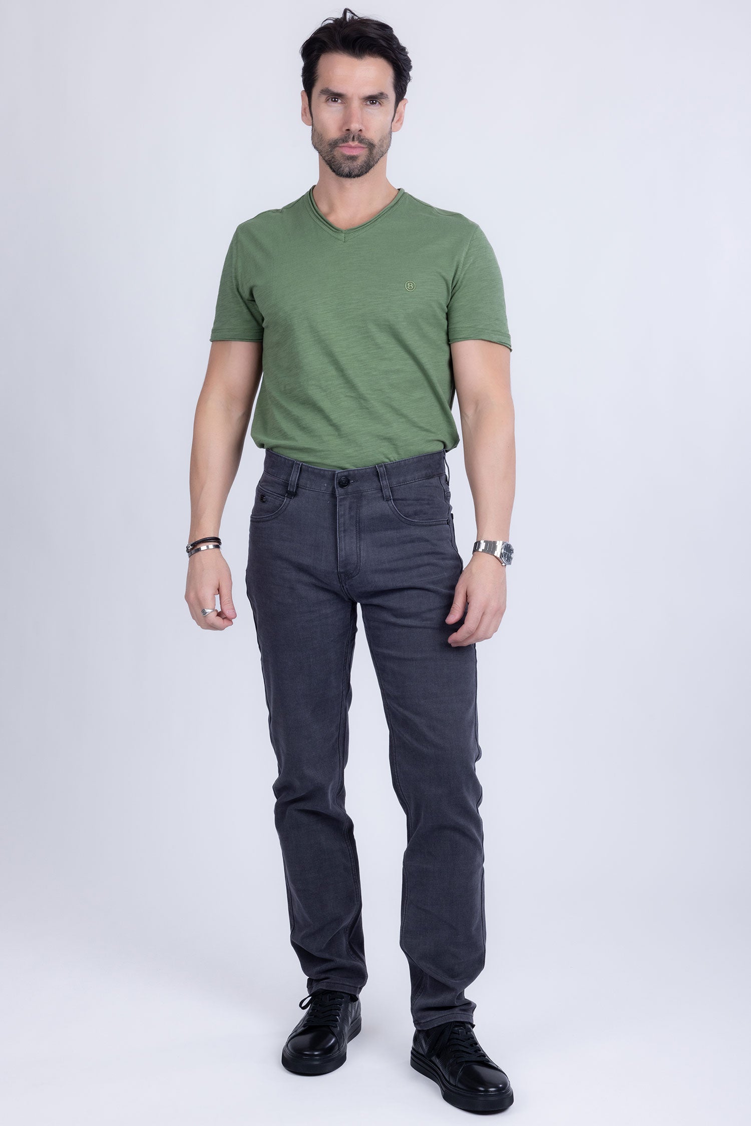 Barabas Men's Solid Color Premium Stretch Denim Jeans 3SN100 Charcoal