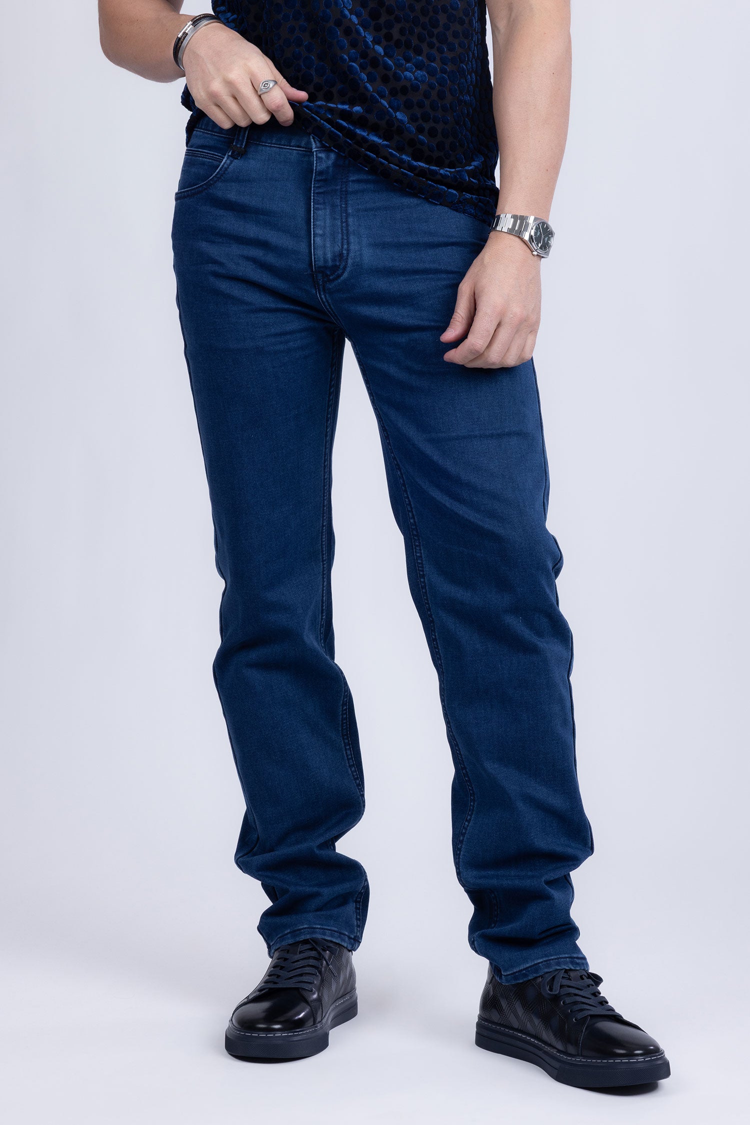 Barabas Men's Solid Color Premium Stretch Denim Jeans 3SN100 Light Blue