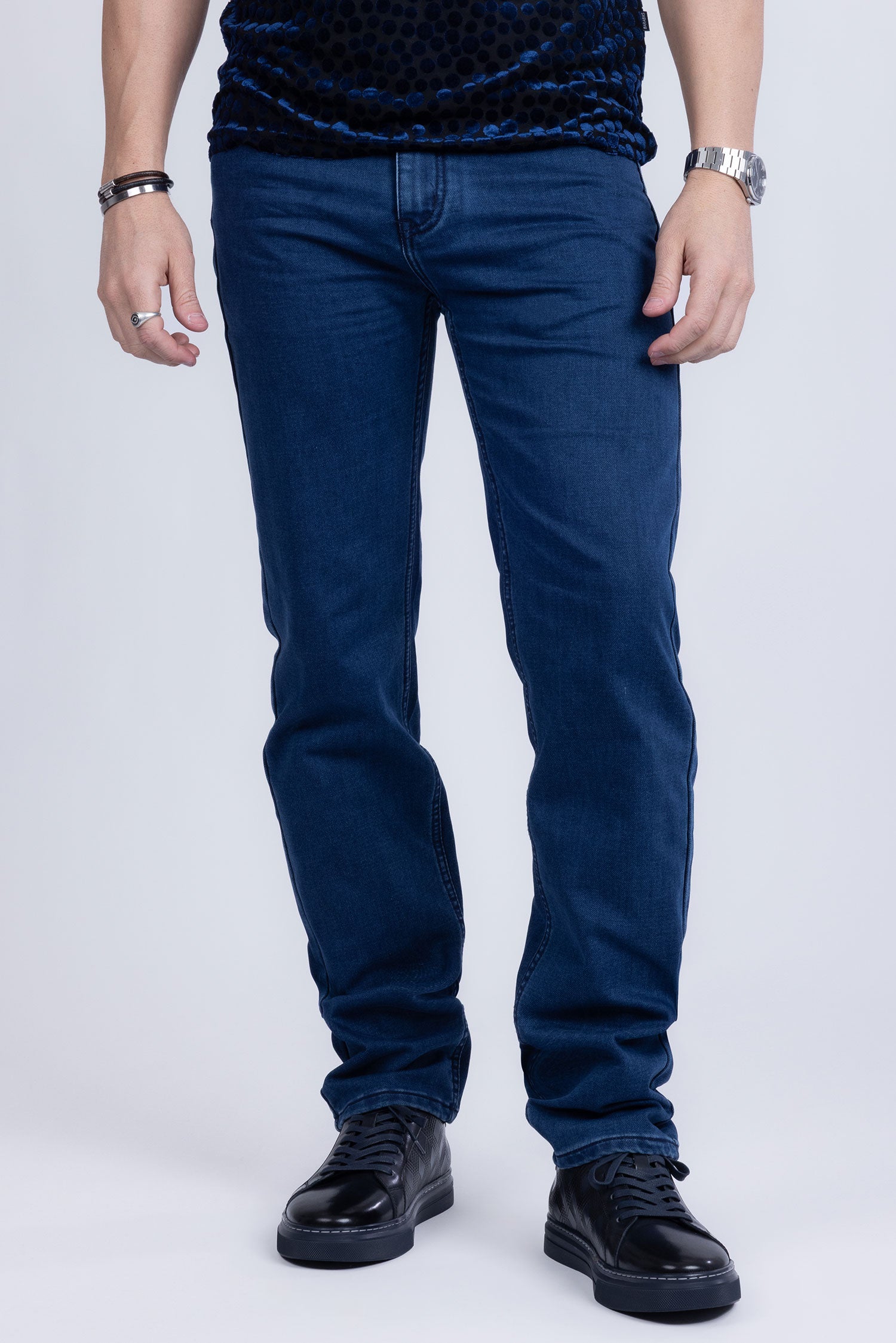 Barabas Men's Solid Color Premium Stretch Denim Jeans 3SN100 Light Blue