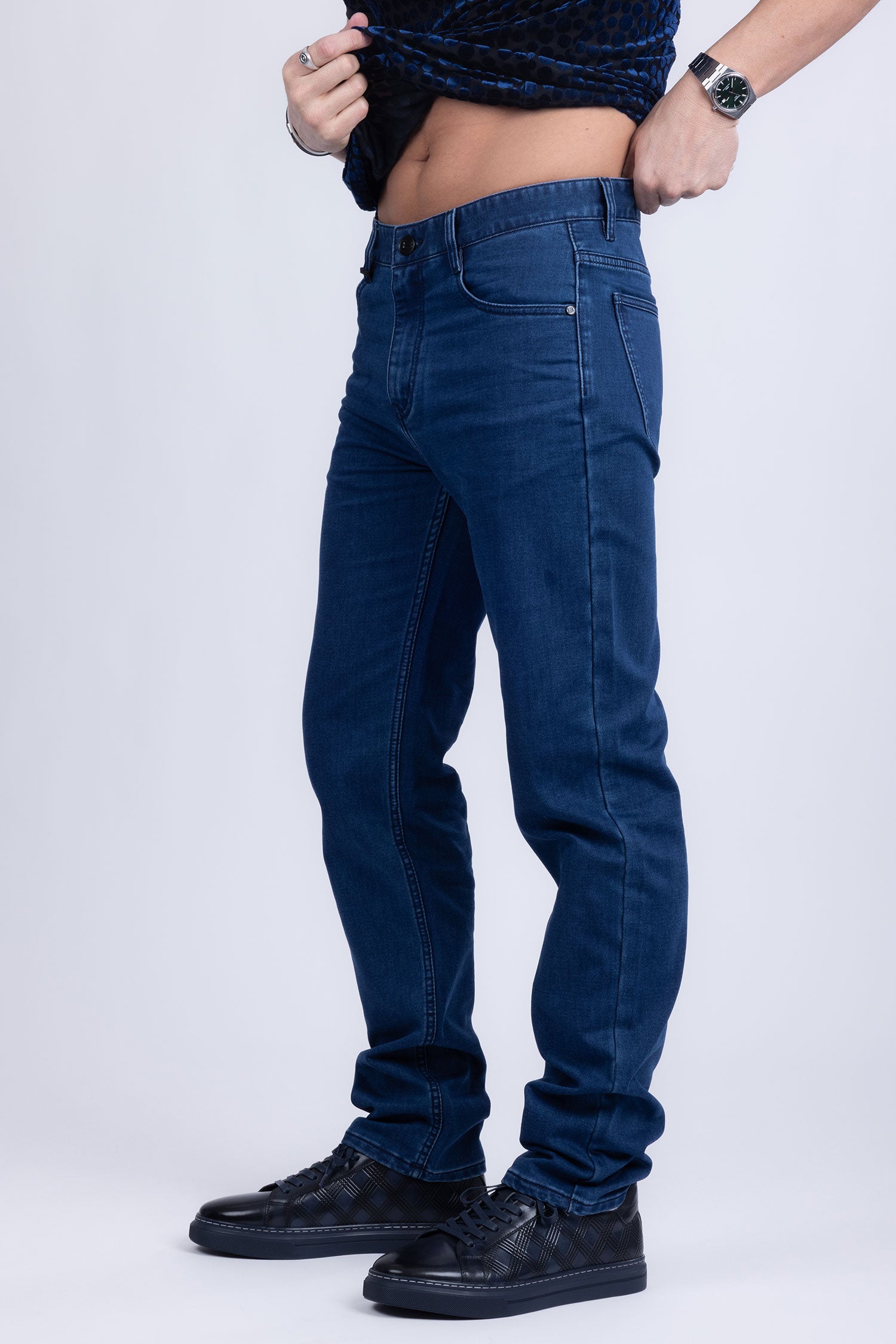 Barabas Men's Solid Color Premium Stretch Denim Jeans 3SN100 Light Blue