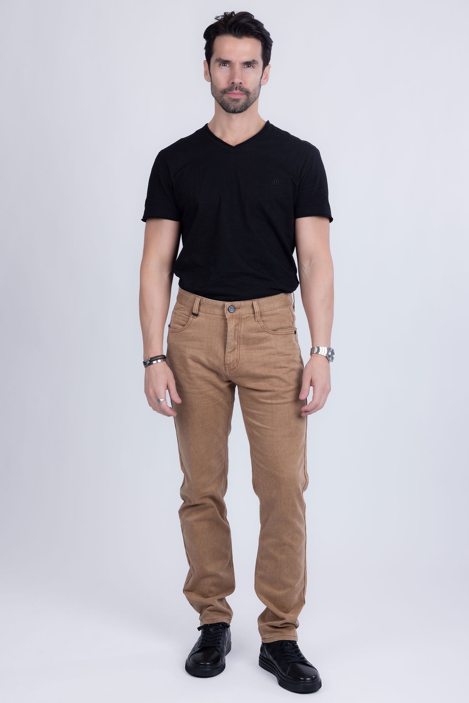 Barabas Men's Solid Color Premium Stretch Denim Jeans 3SN100 Light Rust