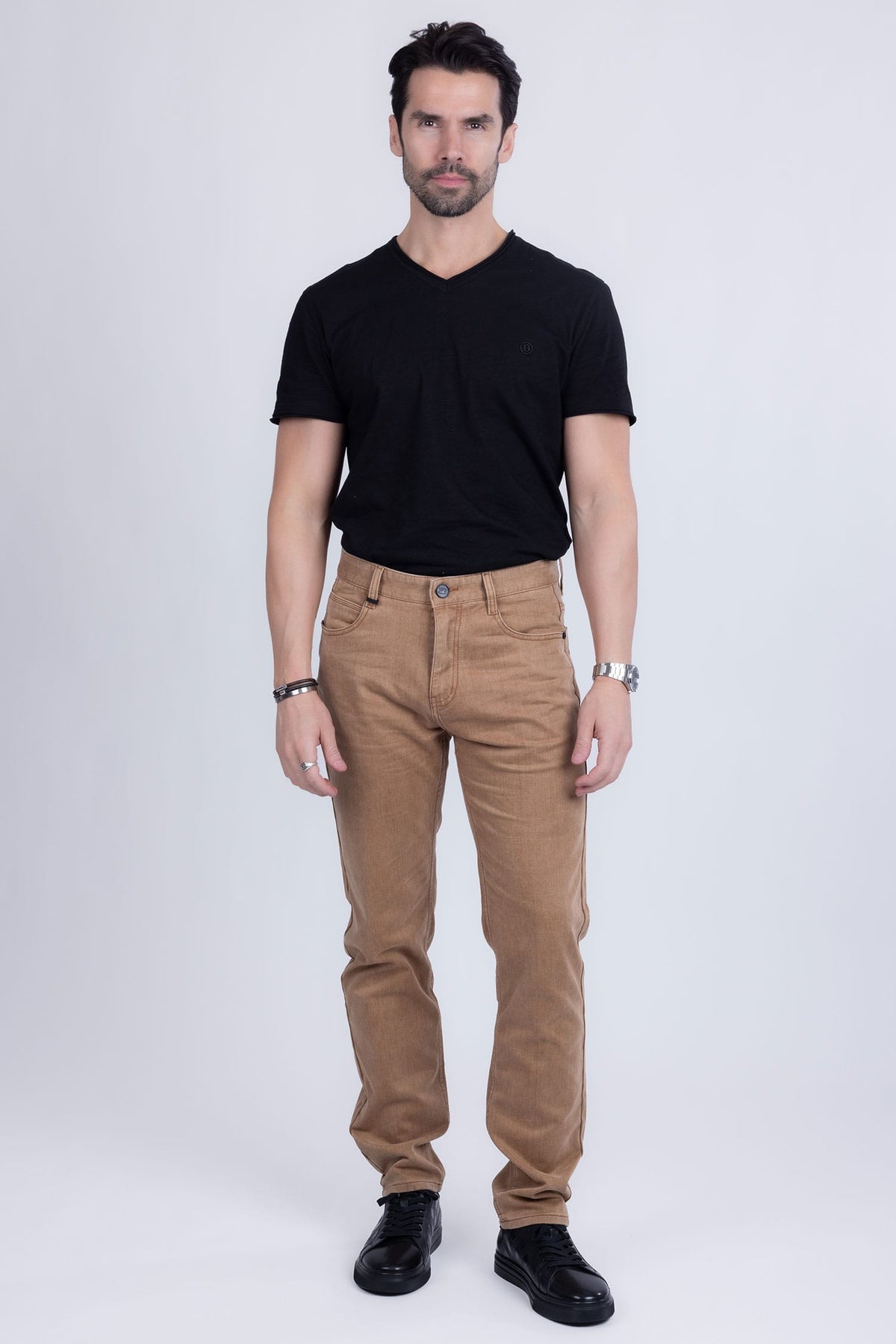 Barabas Men's Solid Color Premium Stretch Denim Jeans 3SN100 Light Rust
