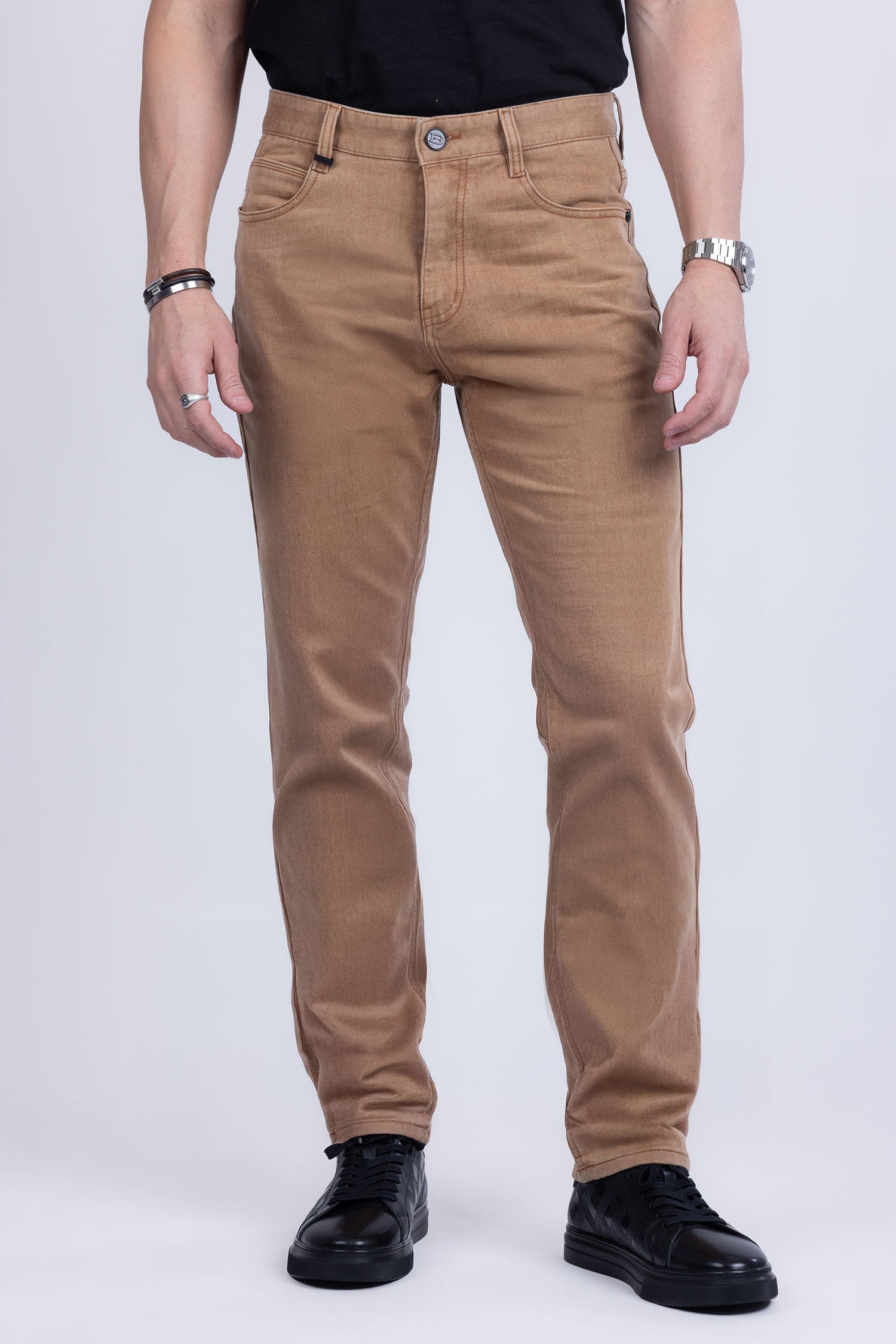 Barabas Men's Solid Color Premium Stretch Denim Jeans 3SN100 Light Rust
